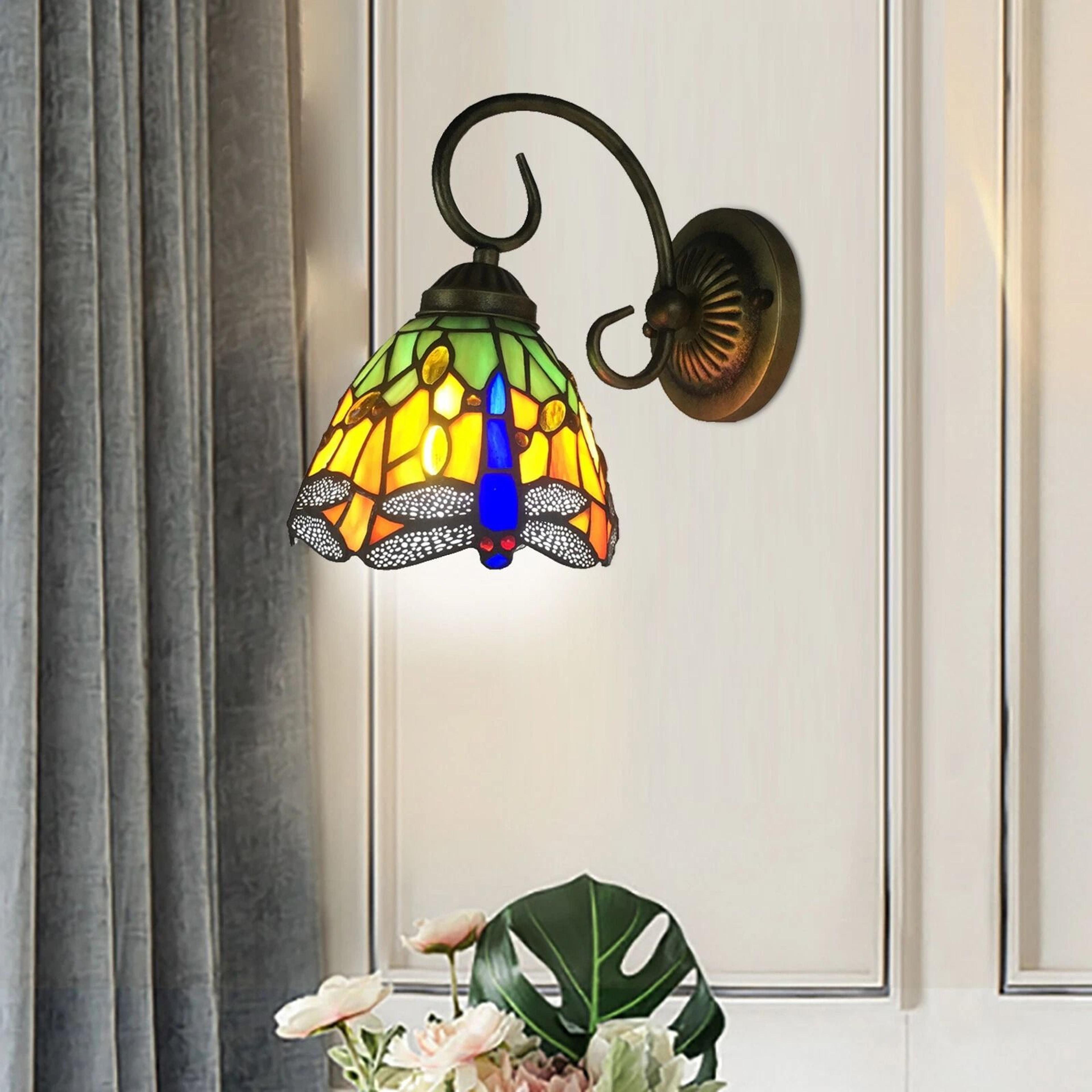 elegant tiffany style stained glass wall sconce bedroom wall light indoor decorative wall lamp