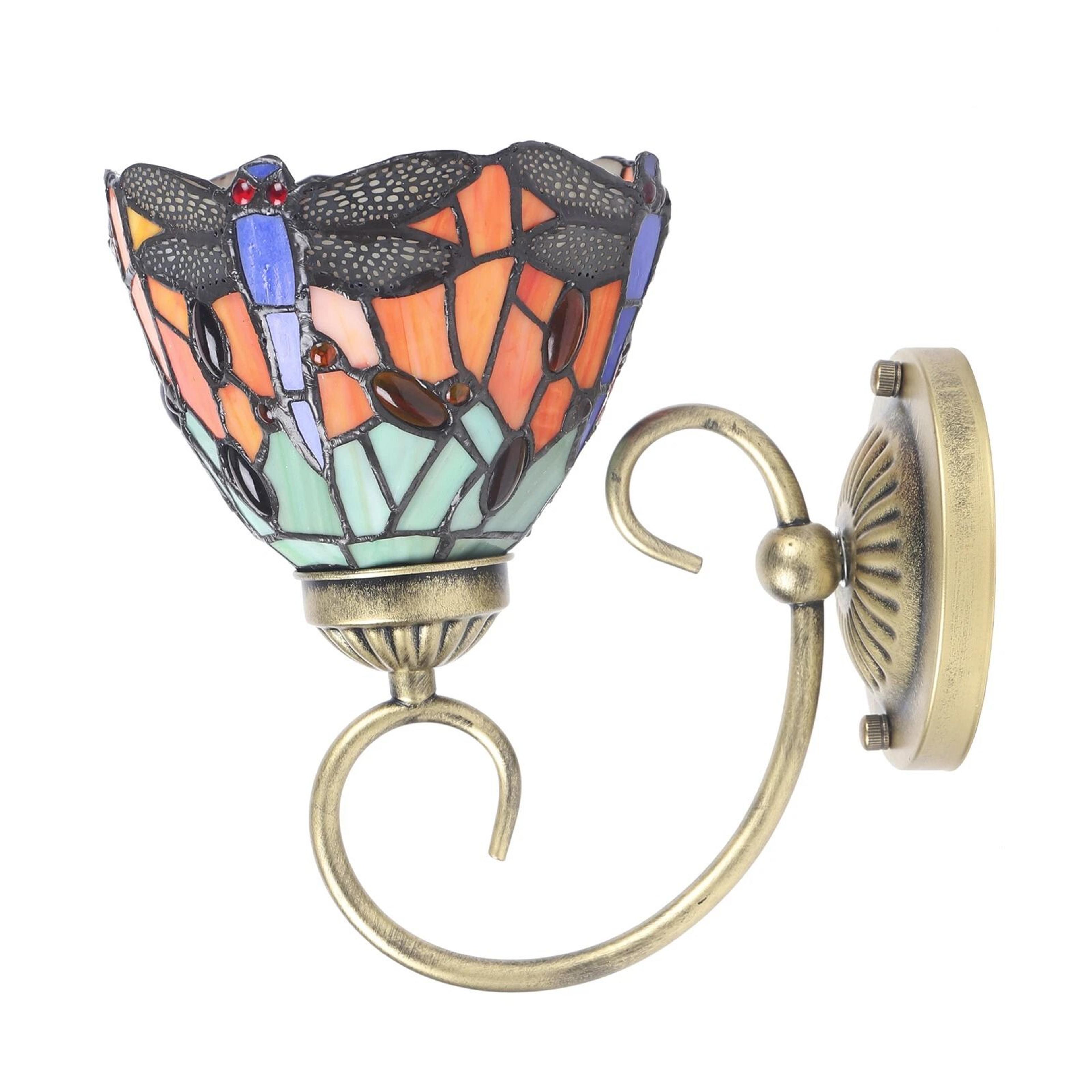 Elegant Tiffany Style Stained Glass Wall Sconce Bedroom Wall Light Indoor Decorative Wall Lamp 6
