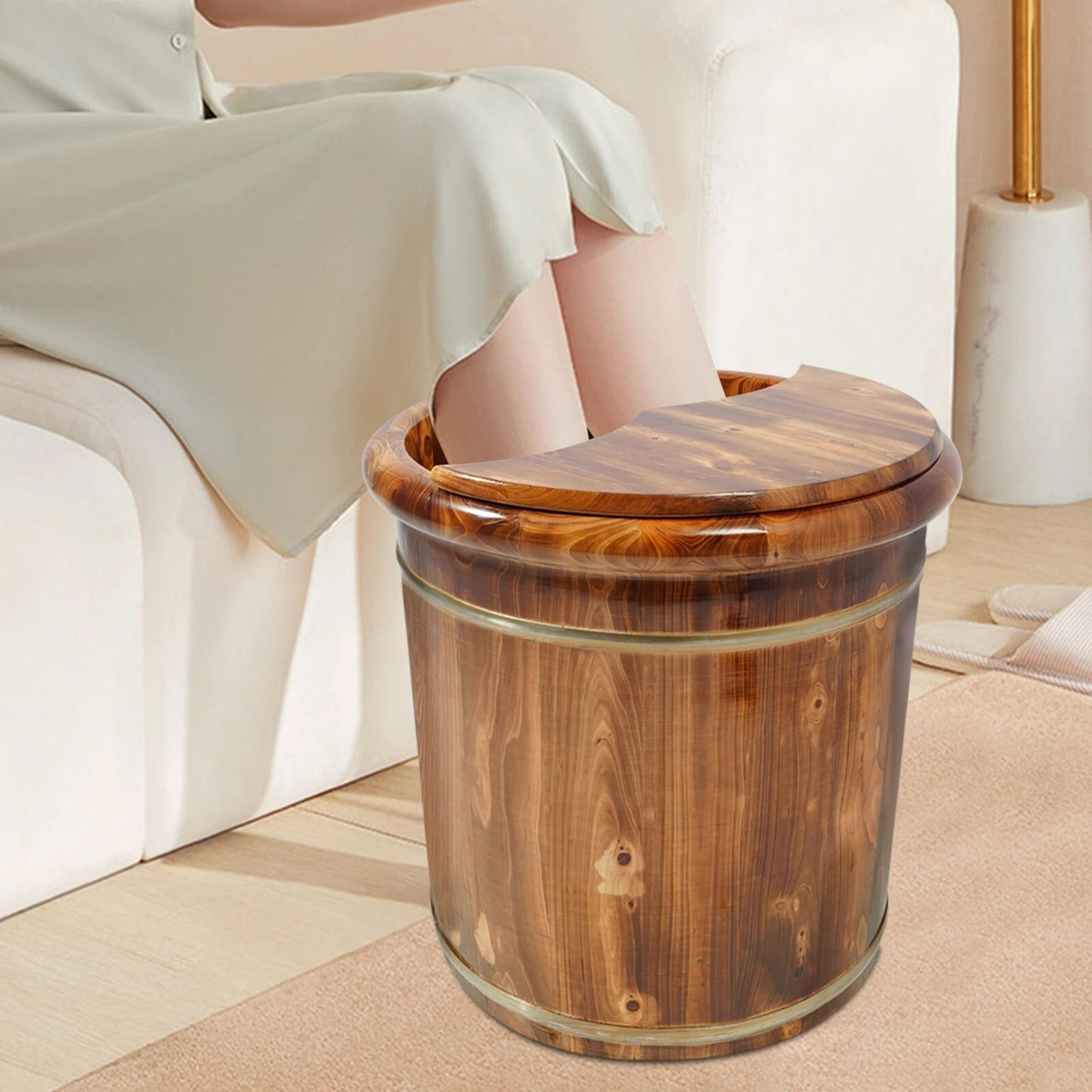 Natural Wooden Foot Bath Bucket With Massage Roller For Relaxing Foot Soaks 15