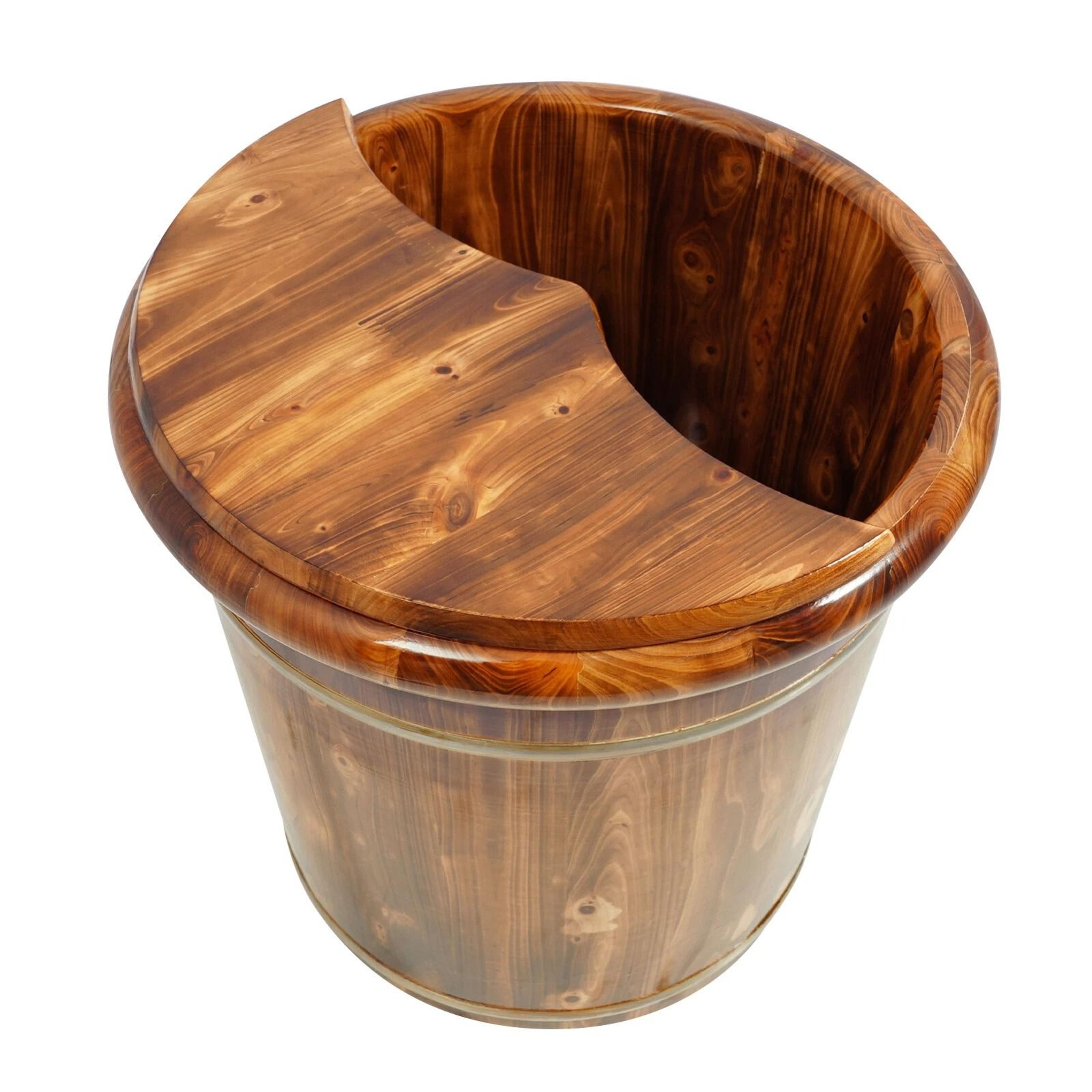 Natural Wooden Foot Bath Bucket With Massage Roller For Relaxing Foot Soaks 7