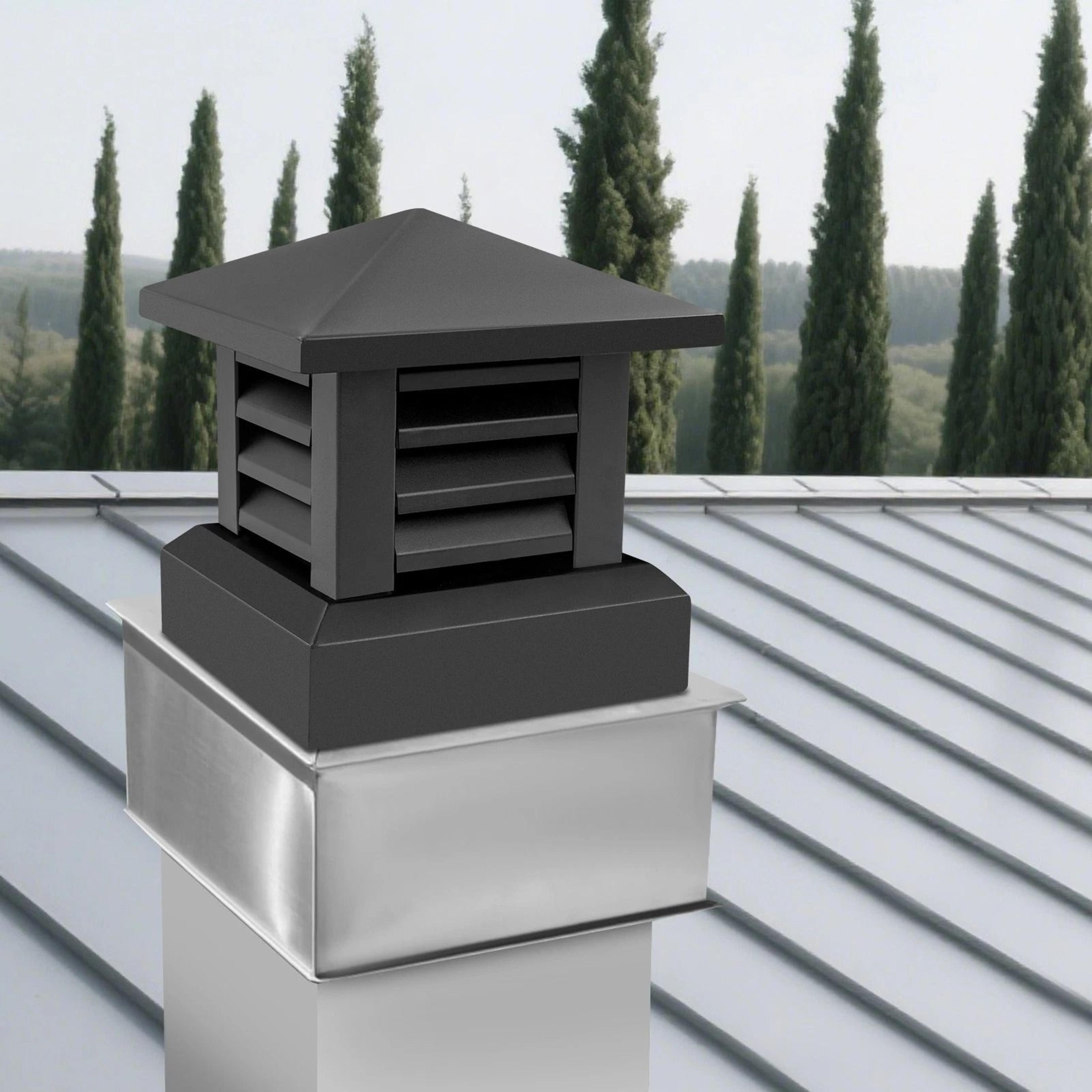 Premium Aluminum Chimney Cap  Chimney Cover Durable Black Fireplace Protection 2