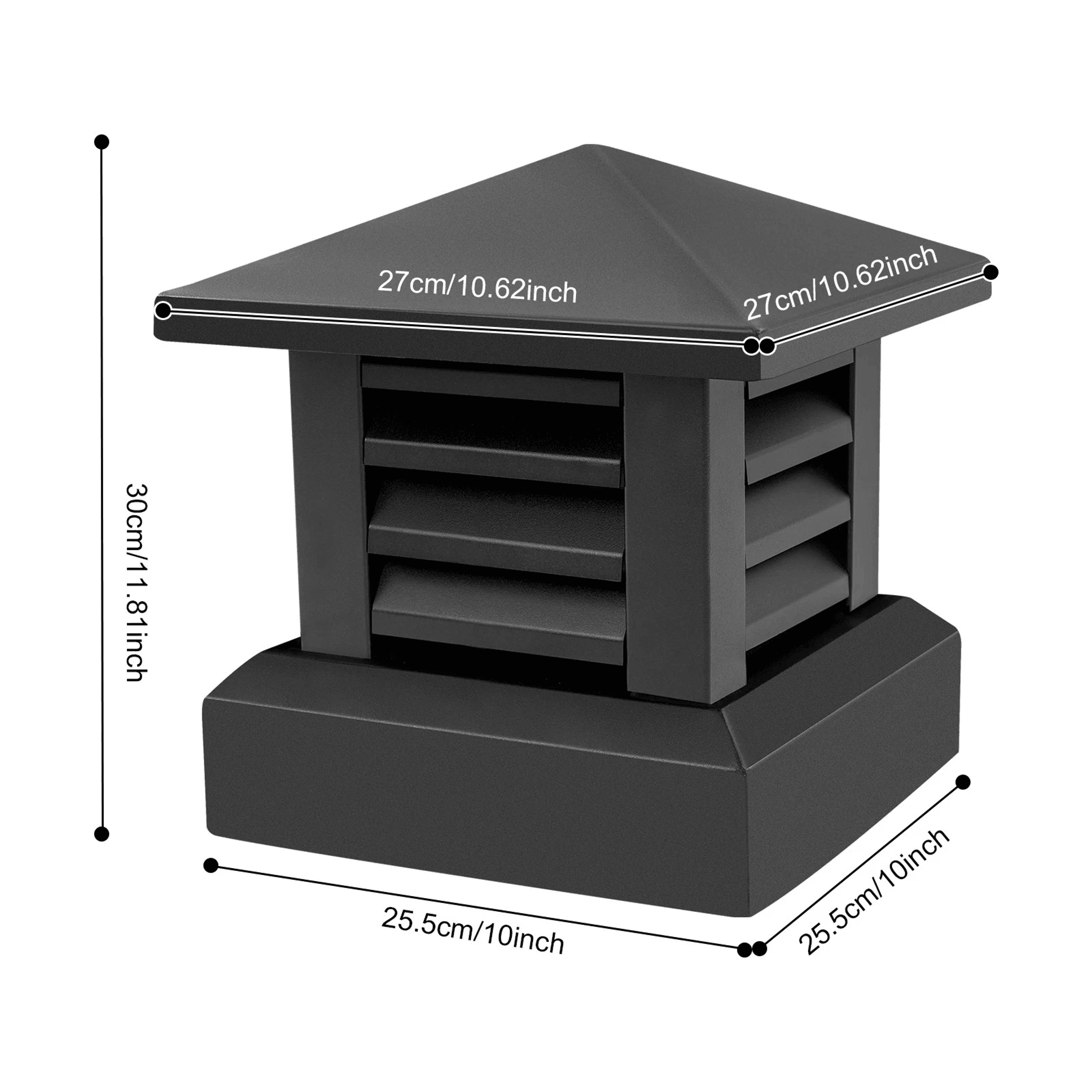Premium Aluminum Chimney Cap  Chimney Cover Durable Black Fireplace Protection 12