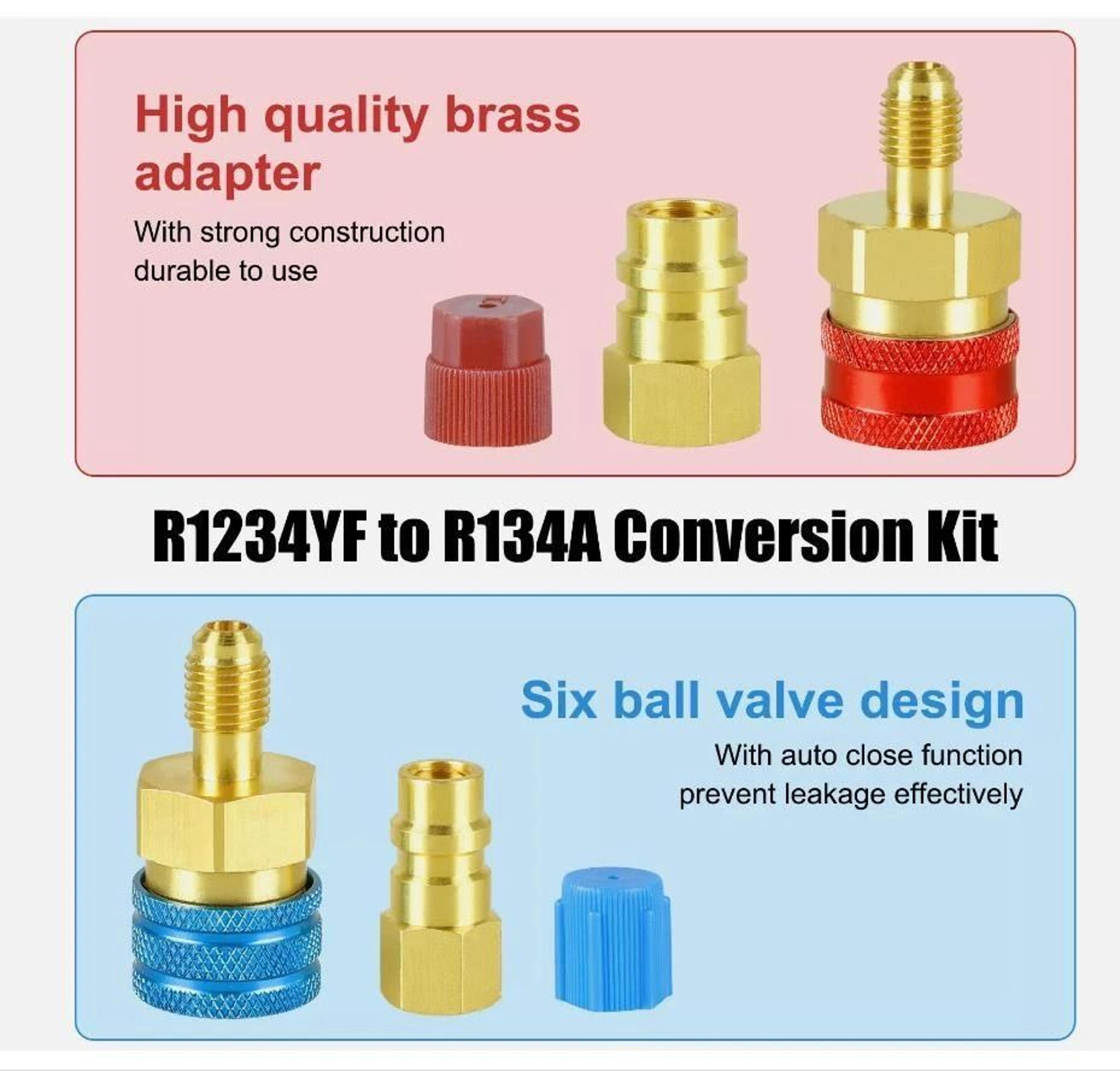 Premium Adapter Kit With High Low Side Car AC Quick Couplers 3