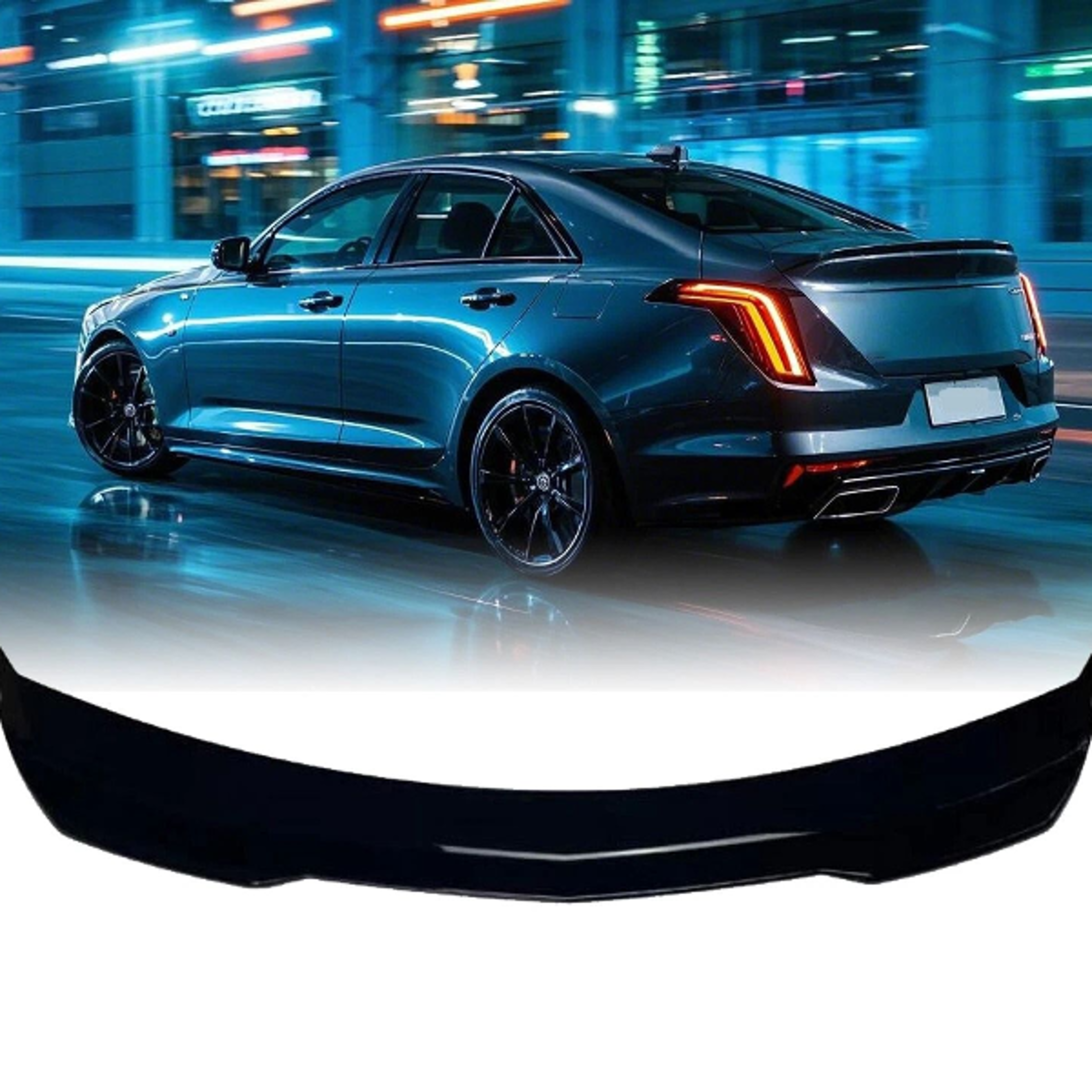 premium gloss black cadillac ct v wing spoiler high kick rear duckbill spoiler