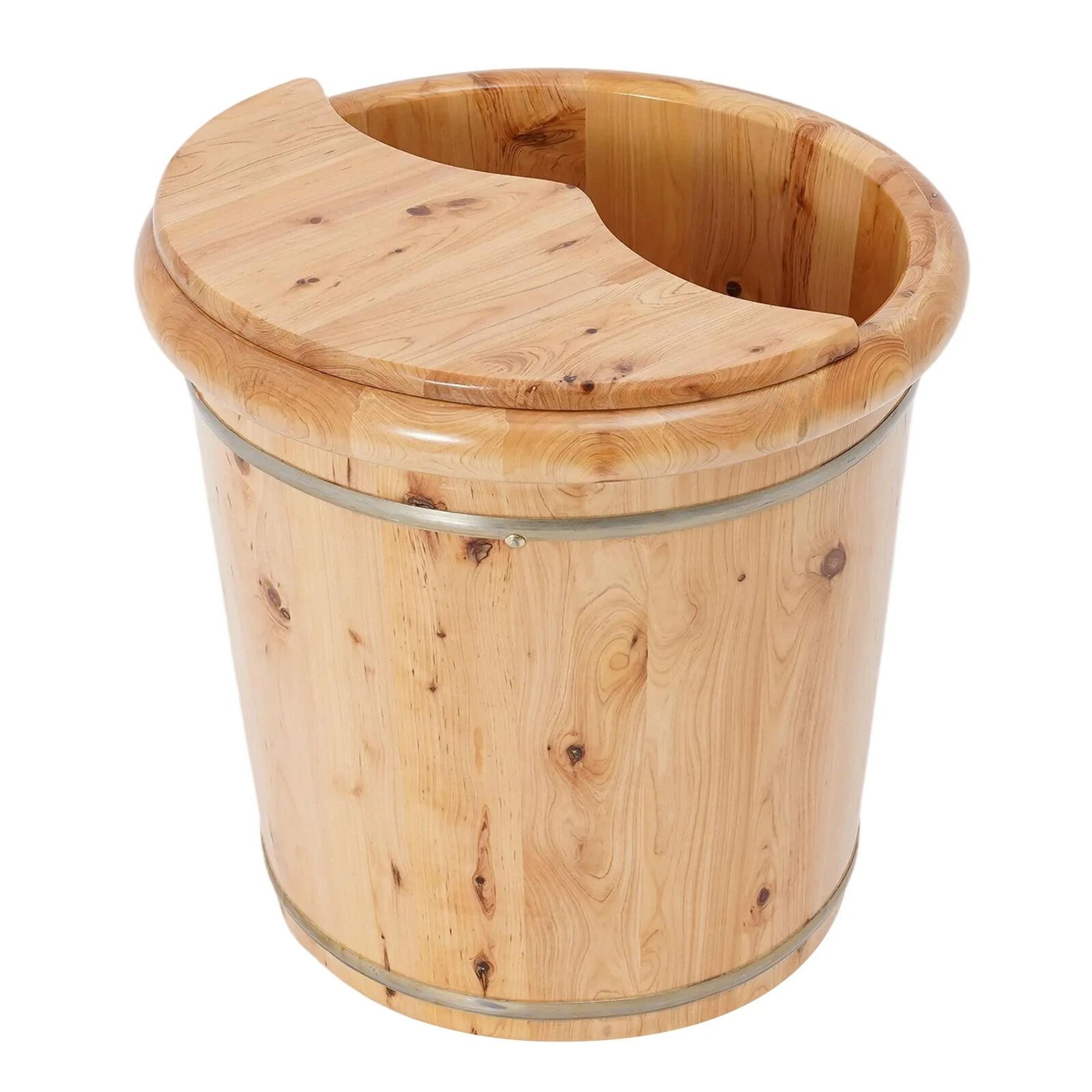 Premium Wooden Foot Bath Tub With Stool  Cover Deep Relaxing Foot Bath Bucket 8