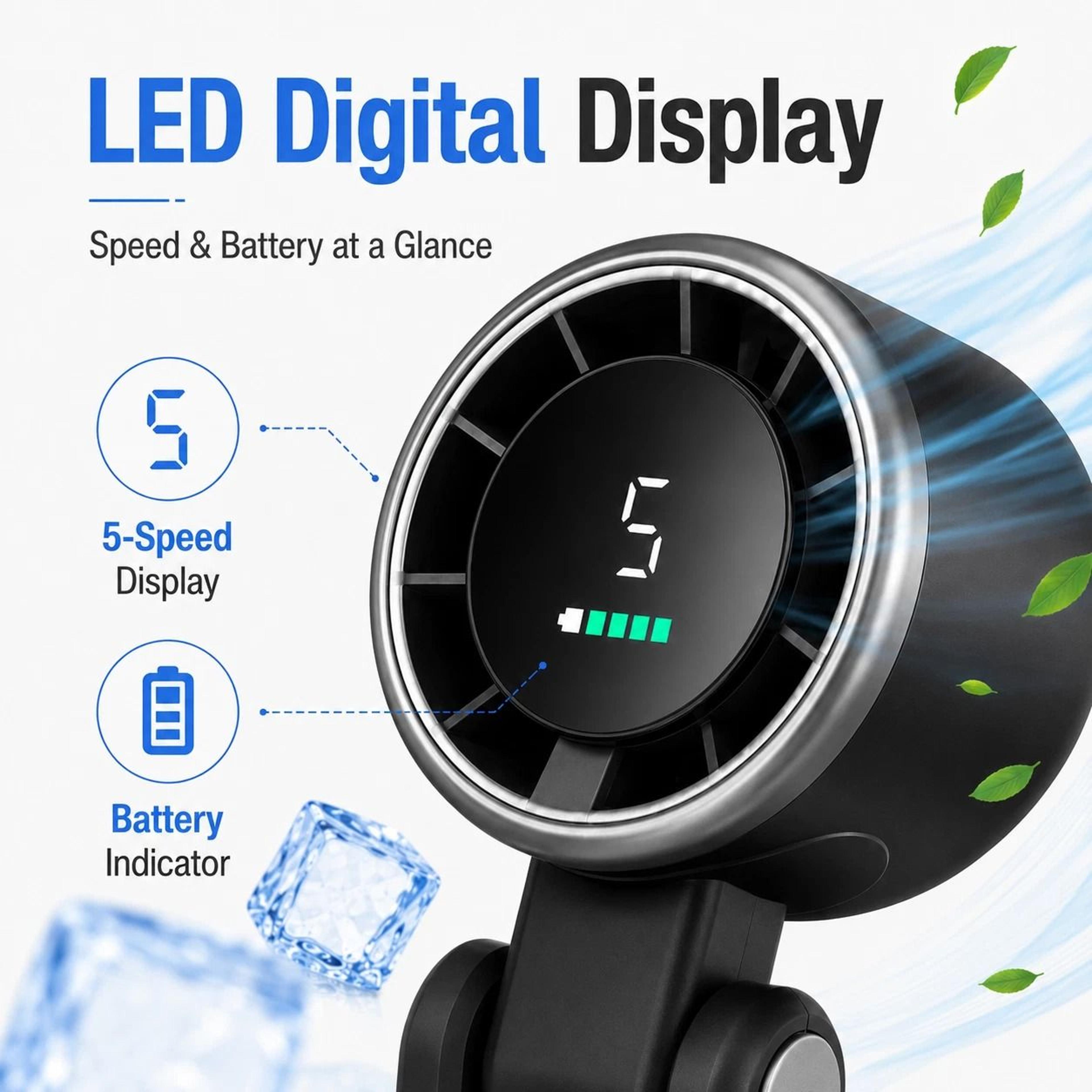 Portable Handheld Turbo Fan Speed Rechargeable Mini Travel Fan With LED Display 4