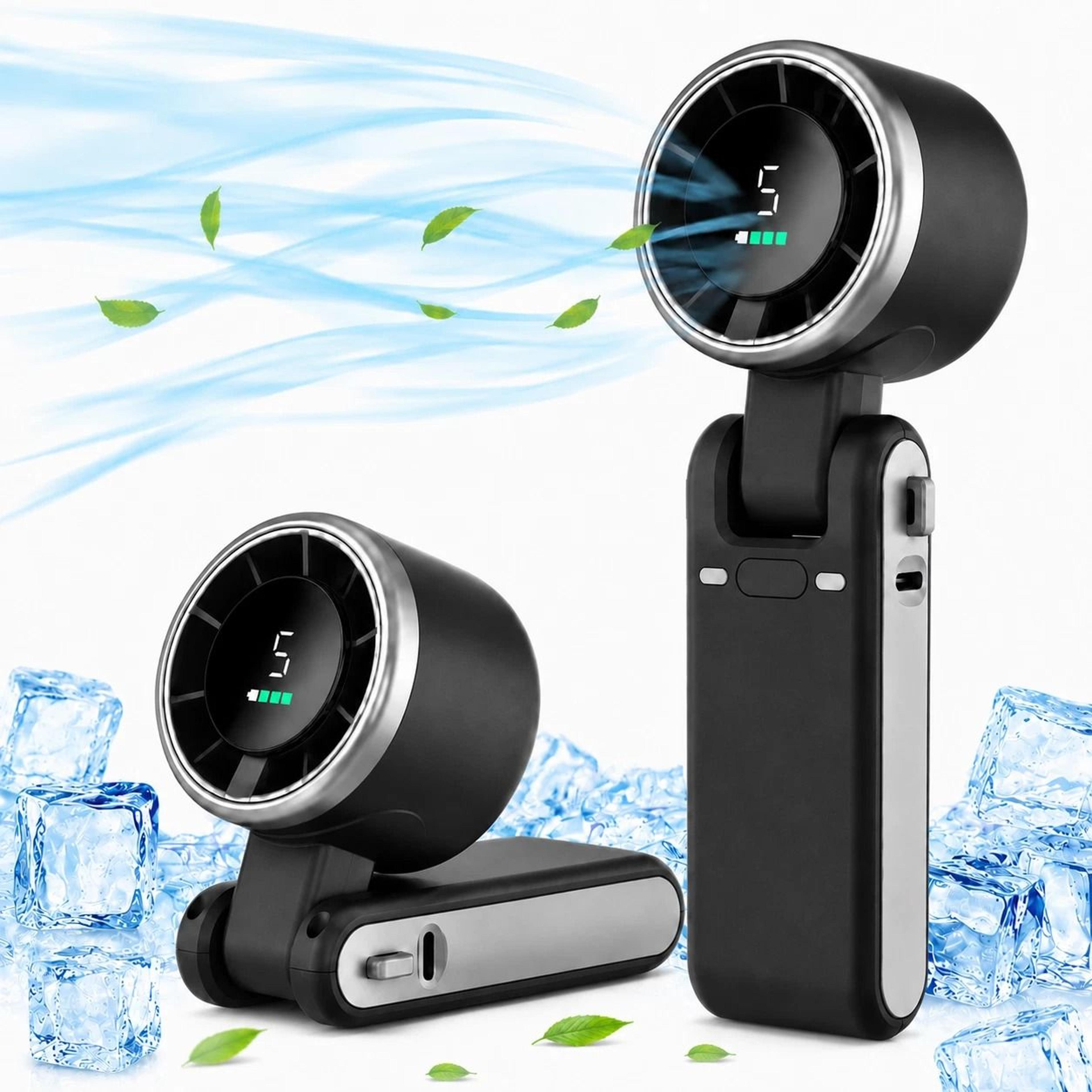 portable handheld turbo fan speed rechargeable mini travel fan with led display
