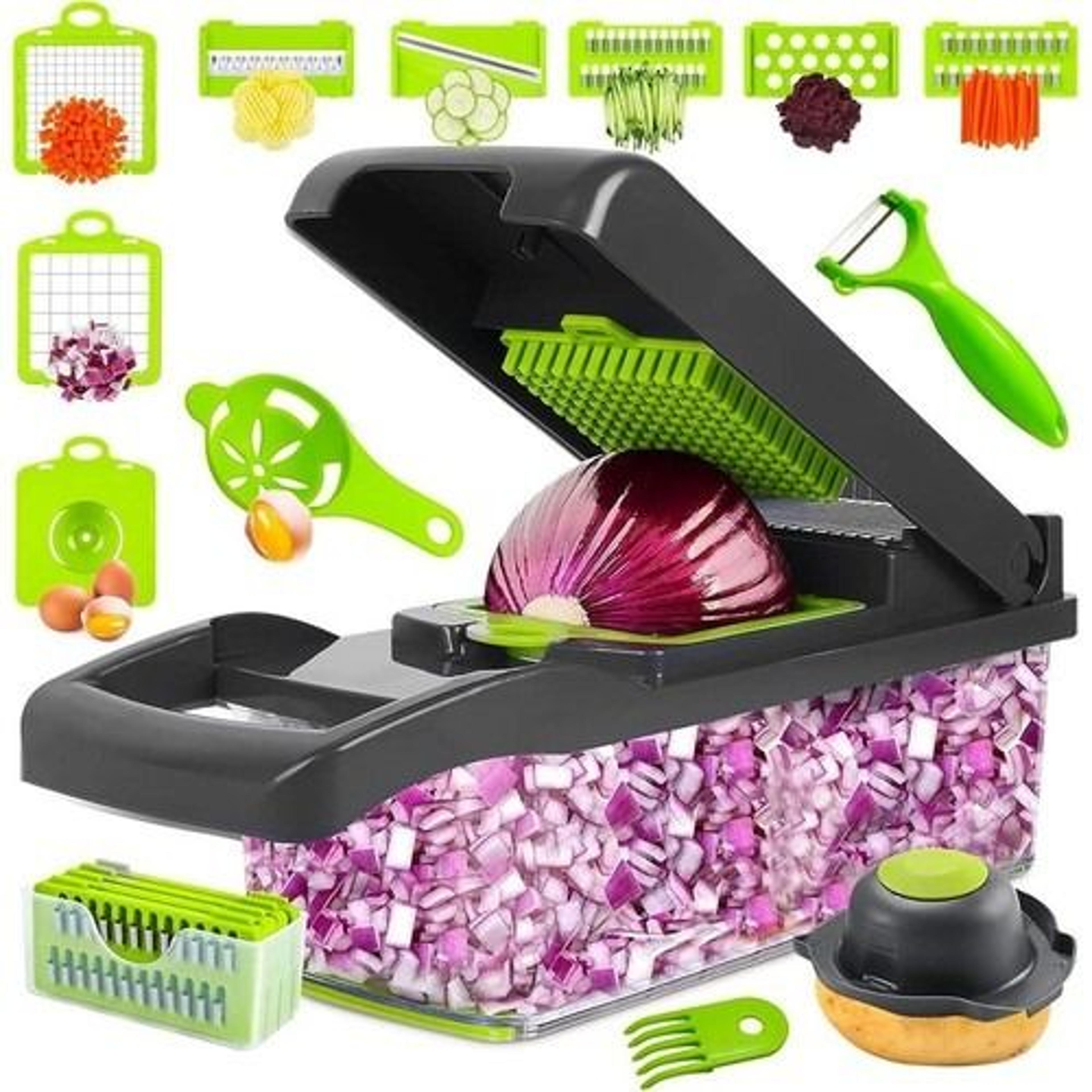 all in one kitchen veggie dicer & vegetable chopper with storage container