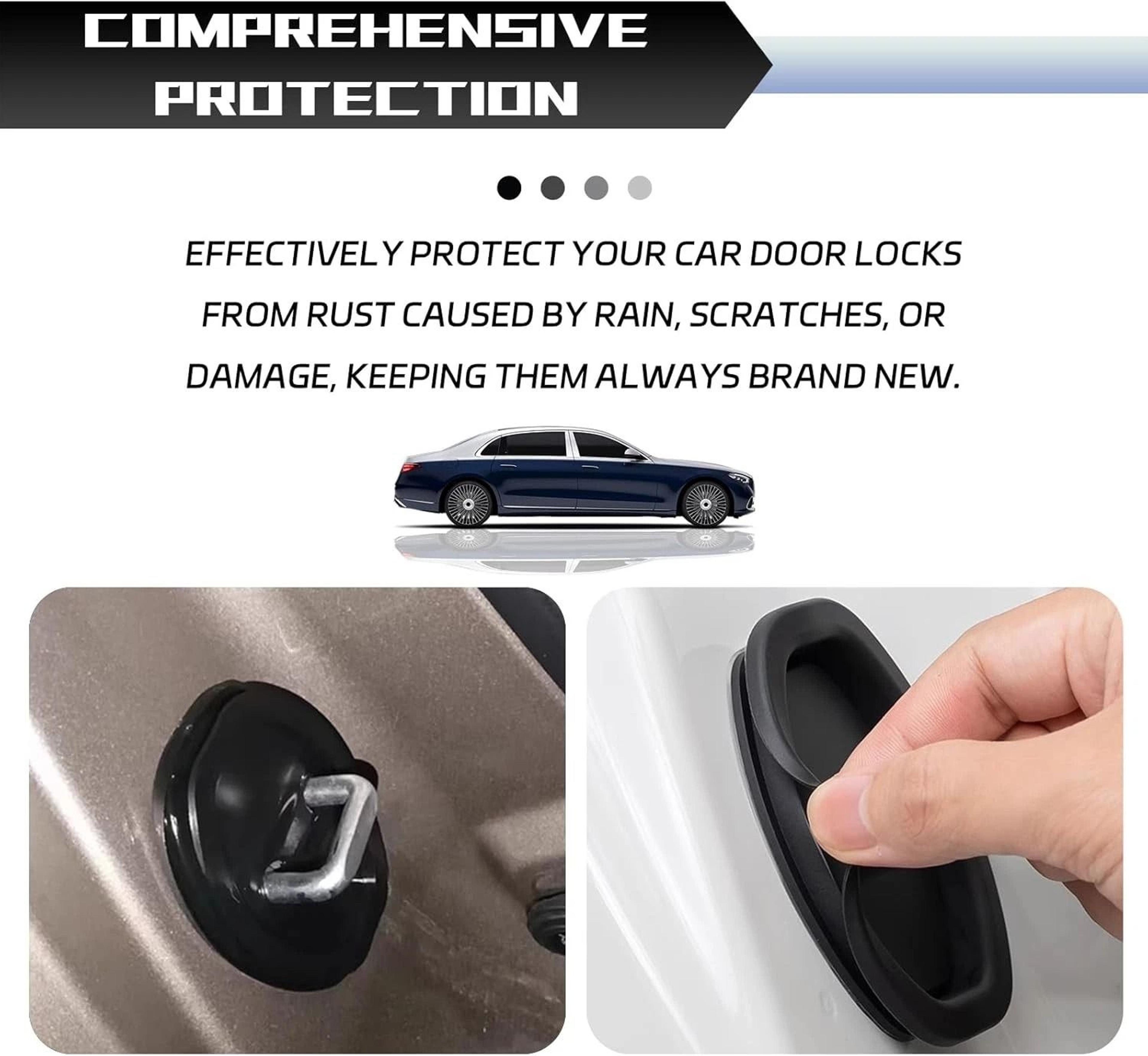 Premium Carbon Fiber Style Car Door Lock Covers Sleek Protection Trim 3