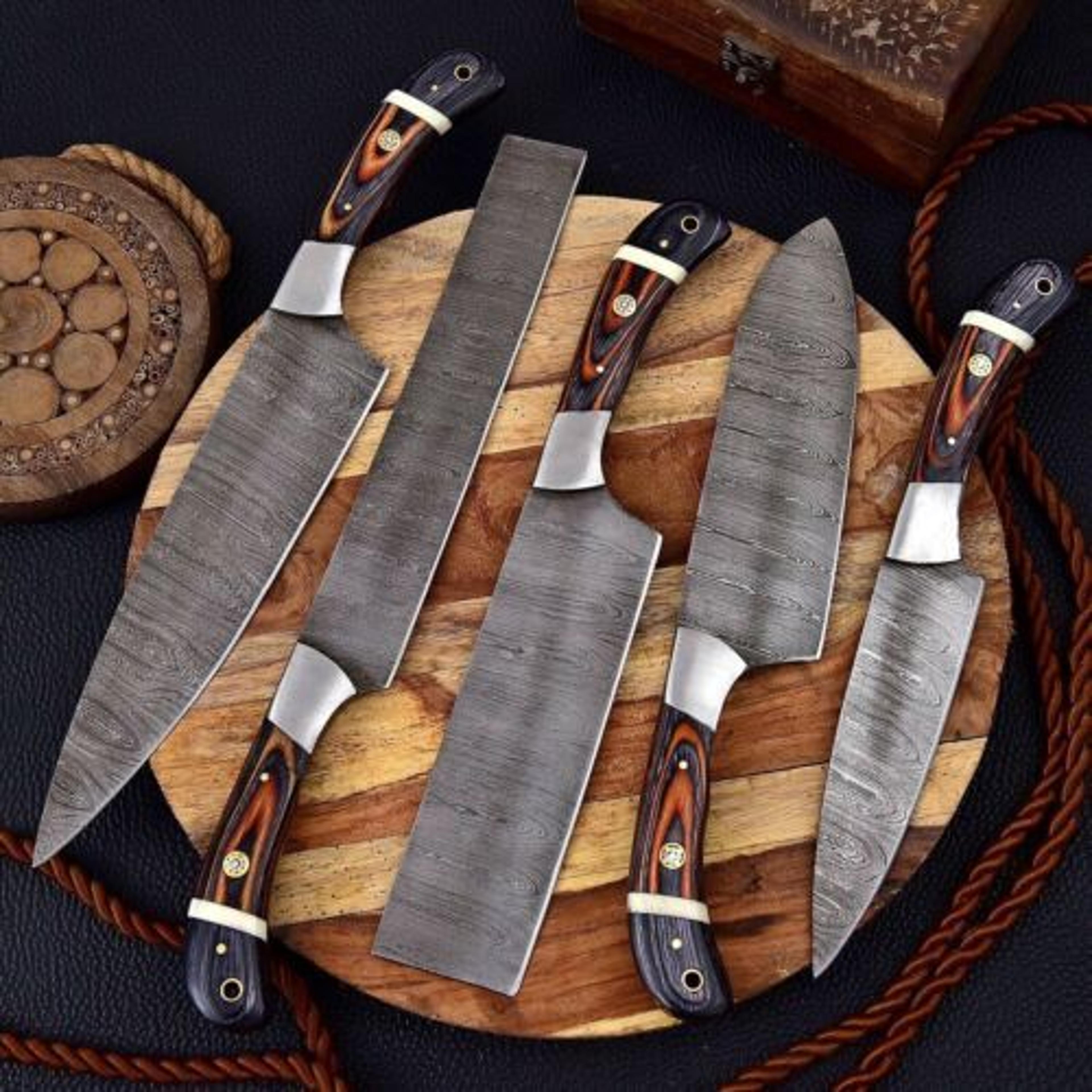 Handmade Damascus Steel Chef Knives Kitchen Set 2