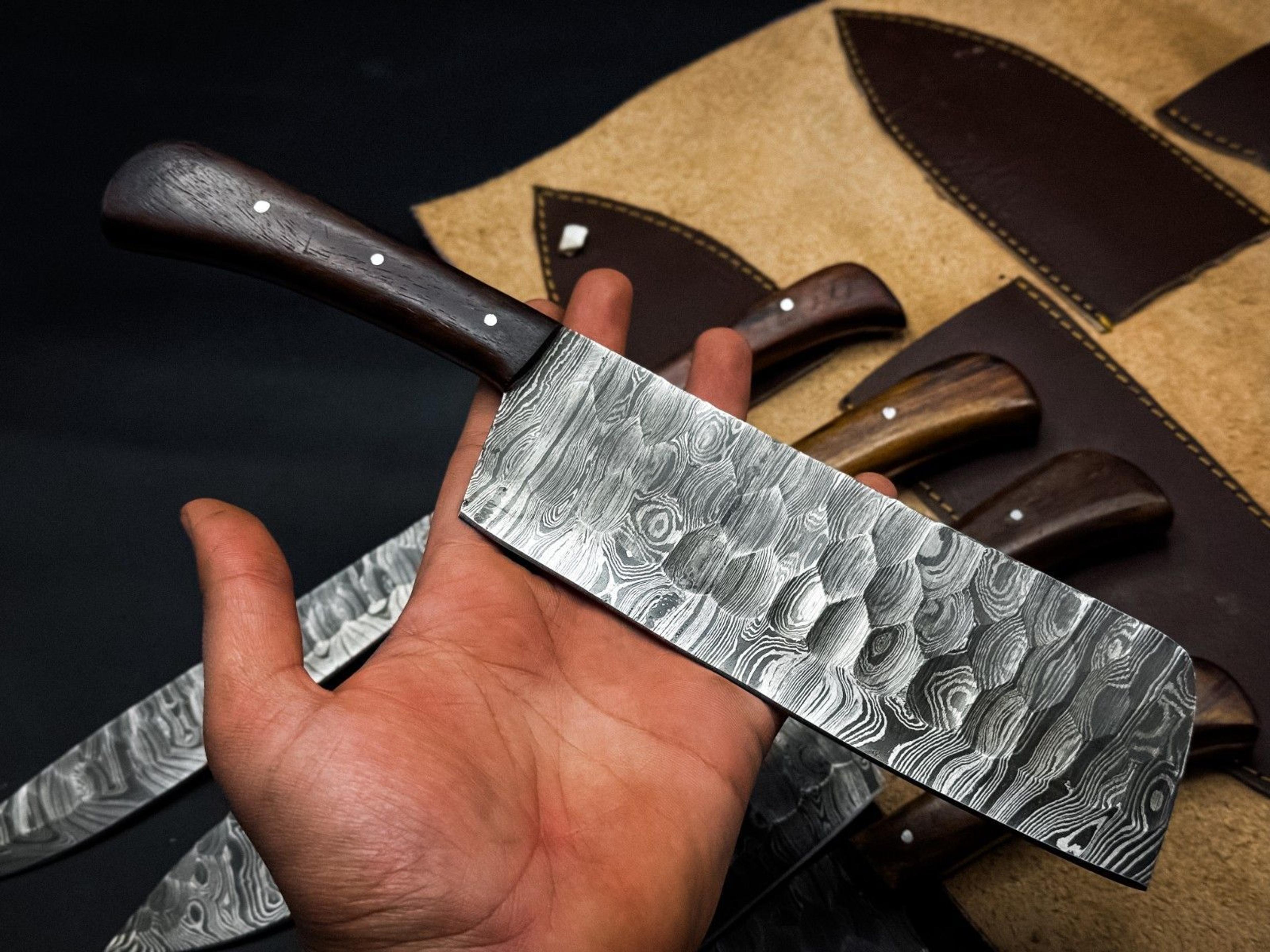 Handmade Twist Damascus Chef Knife Set Of 5 With Wooden Bolsters 4