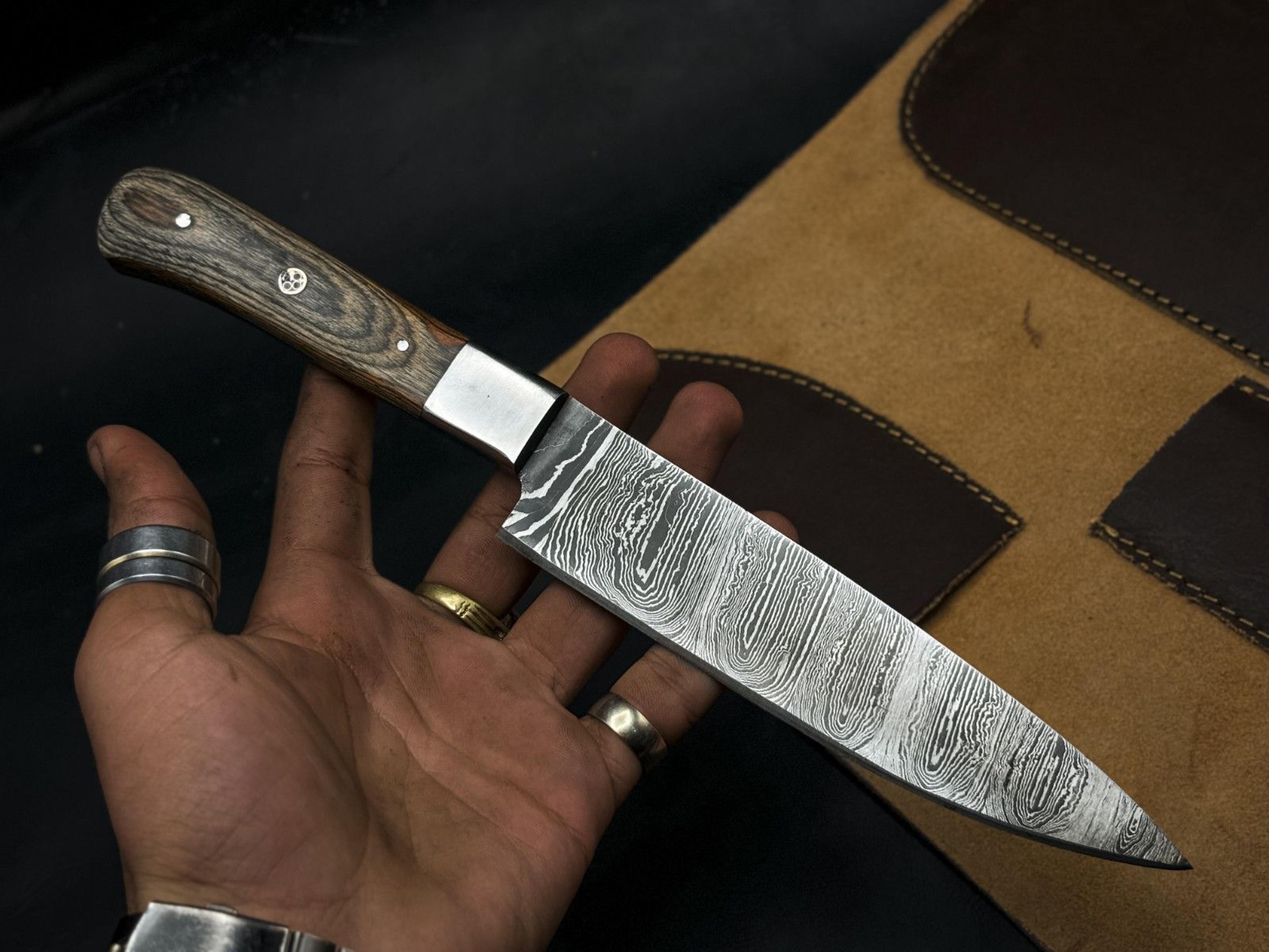 Handmade Chef Knife Set Of 5  Twist Damascus Steel  Hardwood Handle  Steel Bolster  Full Tang EDC K 2