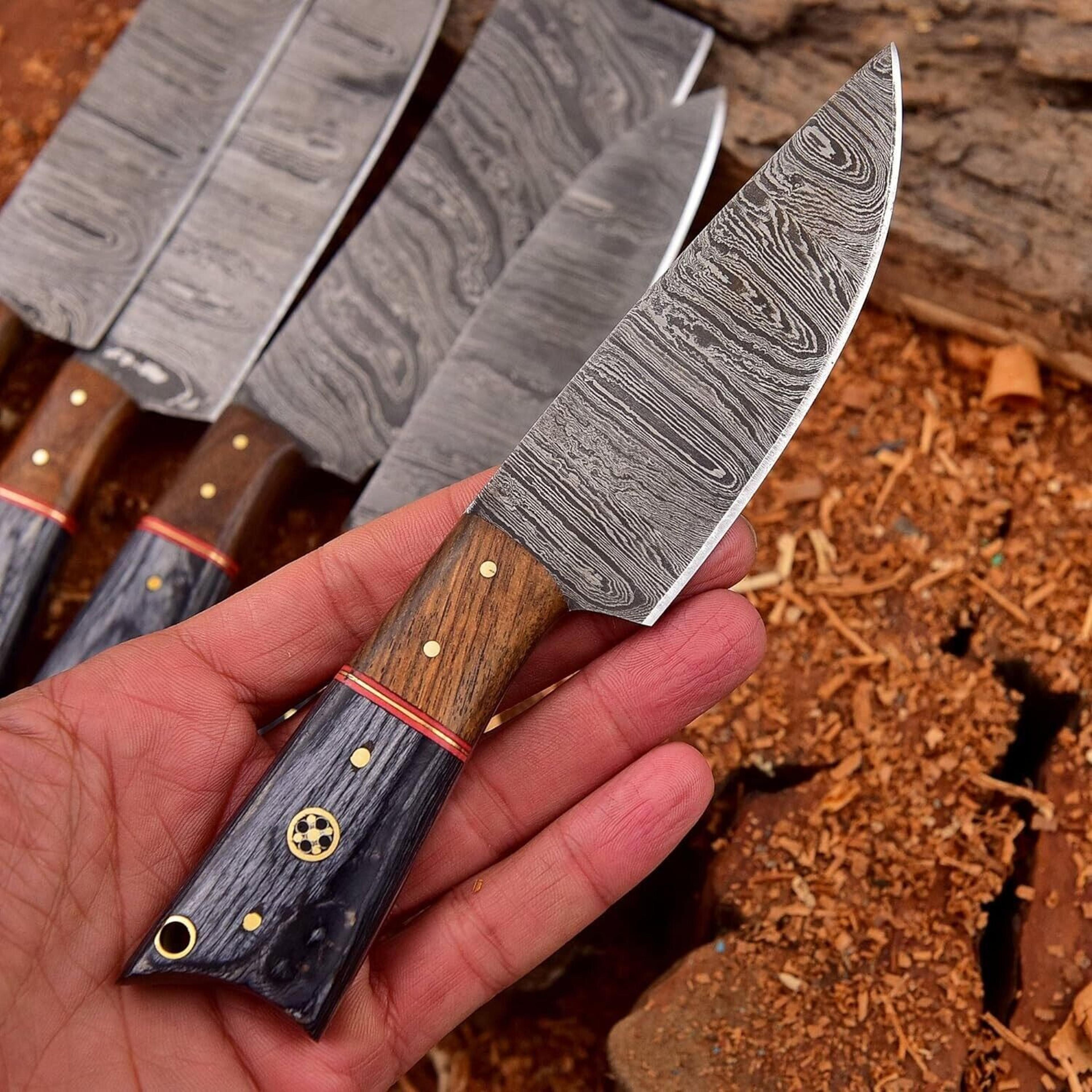 Set Of 5 Handmade Damascus Steel Chef Knives  Custom Hand Forged Kitchen Knife Set With Leather Rol 3