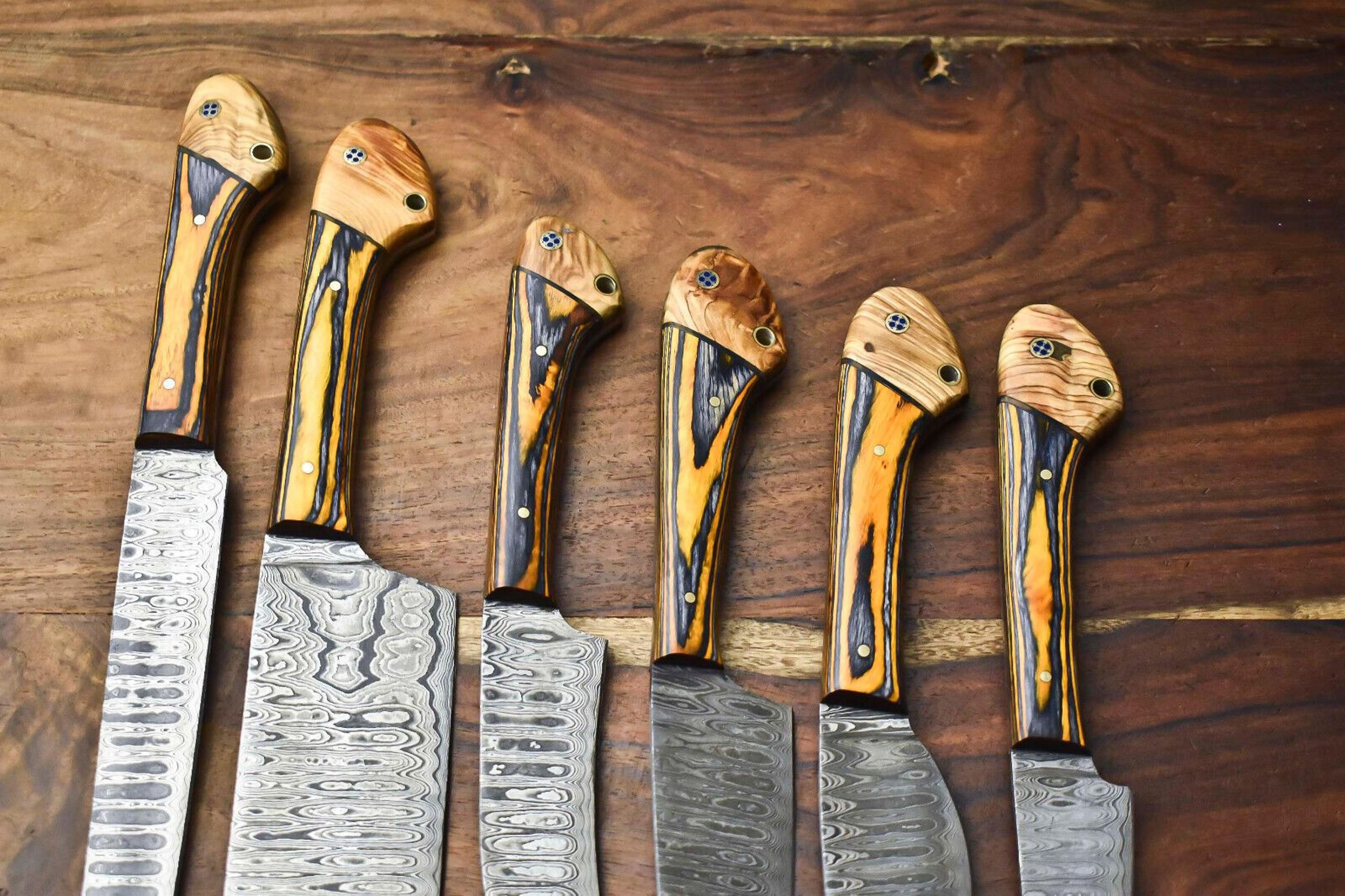 Premium 6Piece Damascus Steel Chef Knife Collection  HandForged  Hammered 2