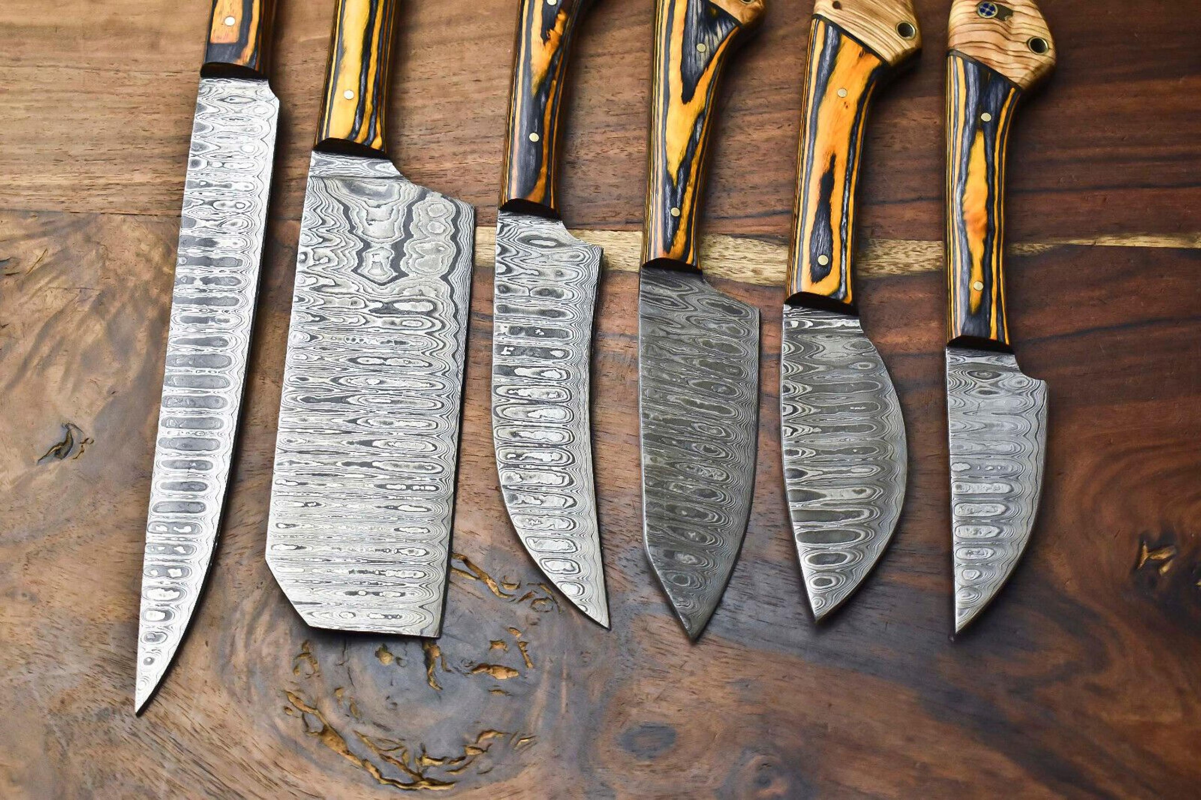 Premium 6Piece Damascus Steel Chef Knife Collection  HandForged  Hammered 3