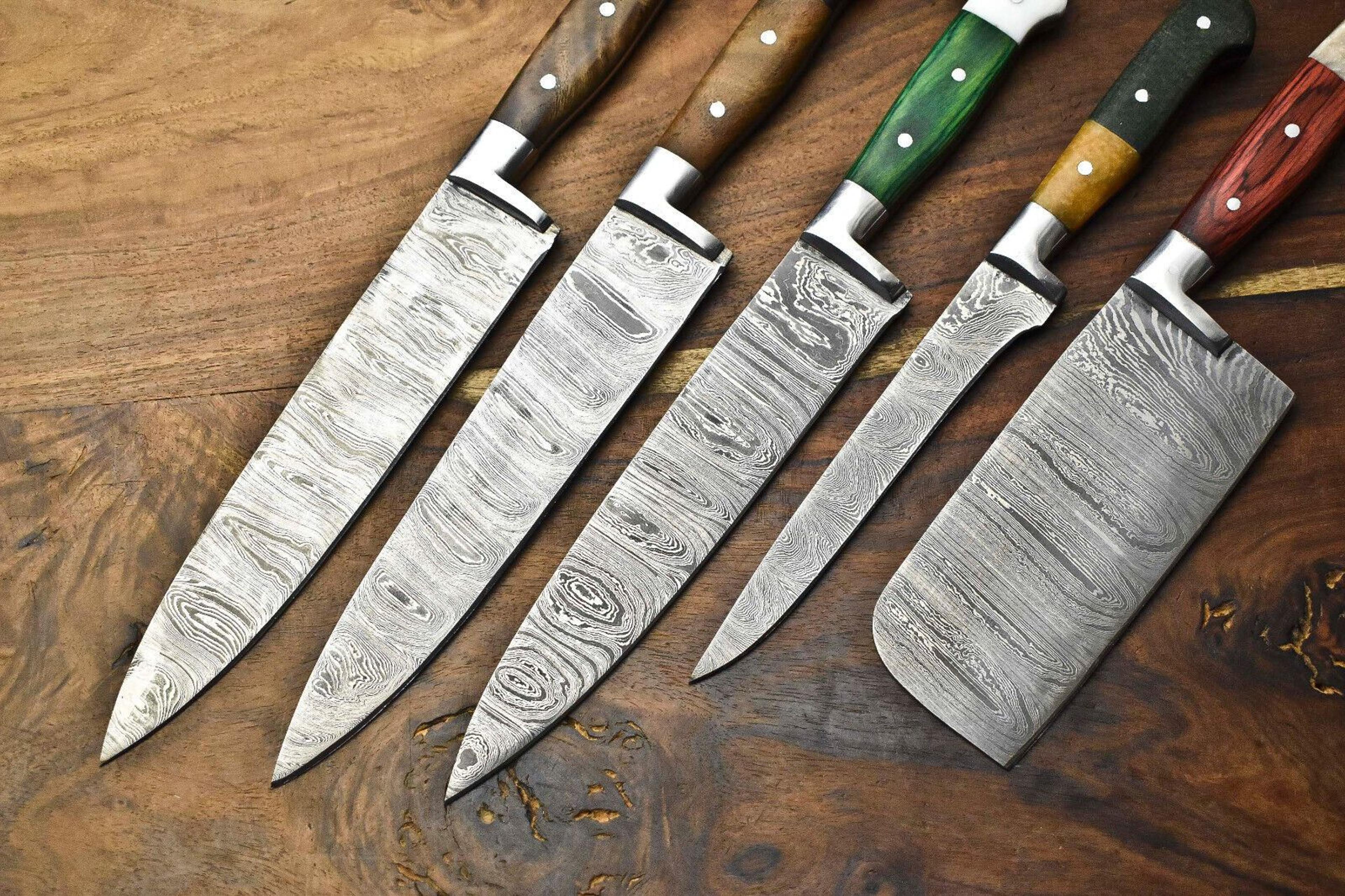 Hand Forged Damascus Steel Chef Knives  Set Of 5 Handmade Hammered Kitchen Cutlery 2
