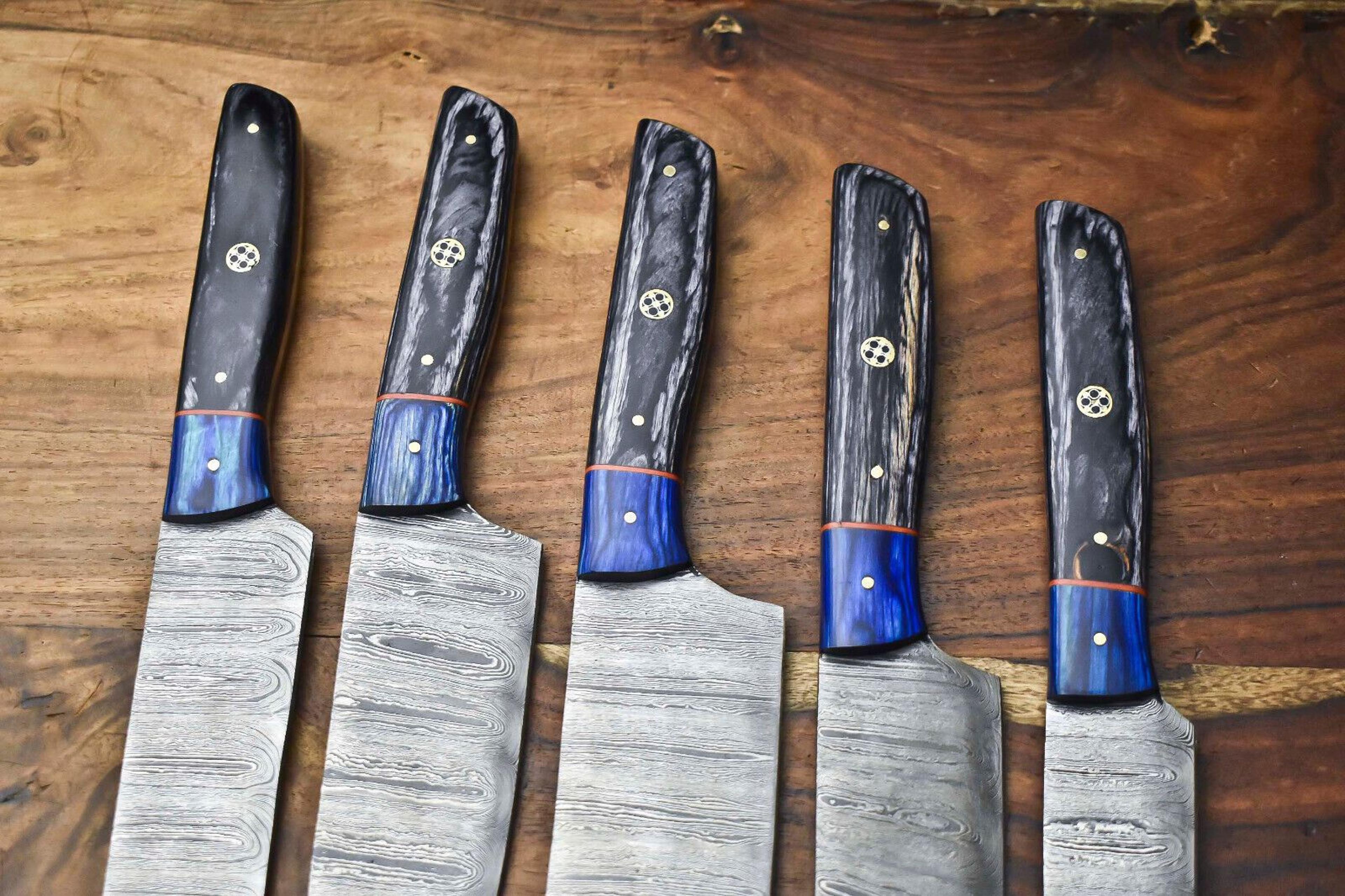 Handmade Damascus Chef Knife Set Of 5  Premium Hammered Steel Kitchen Cutlery 1