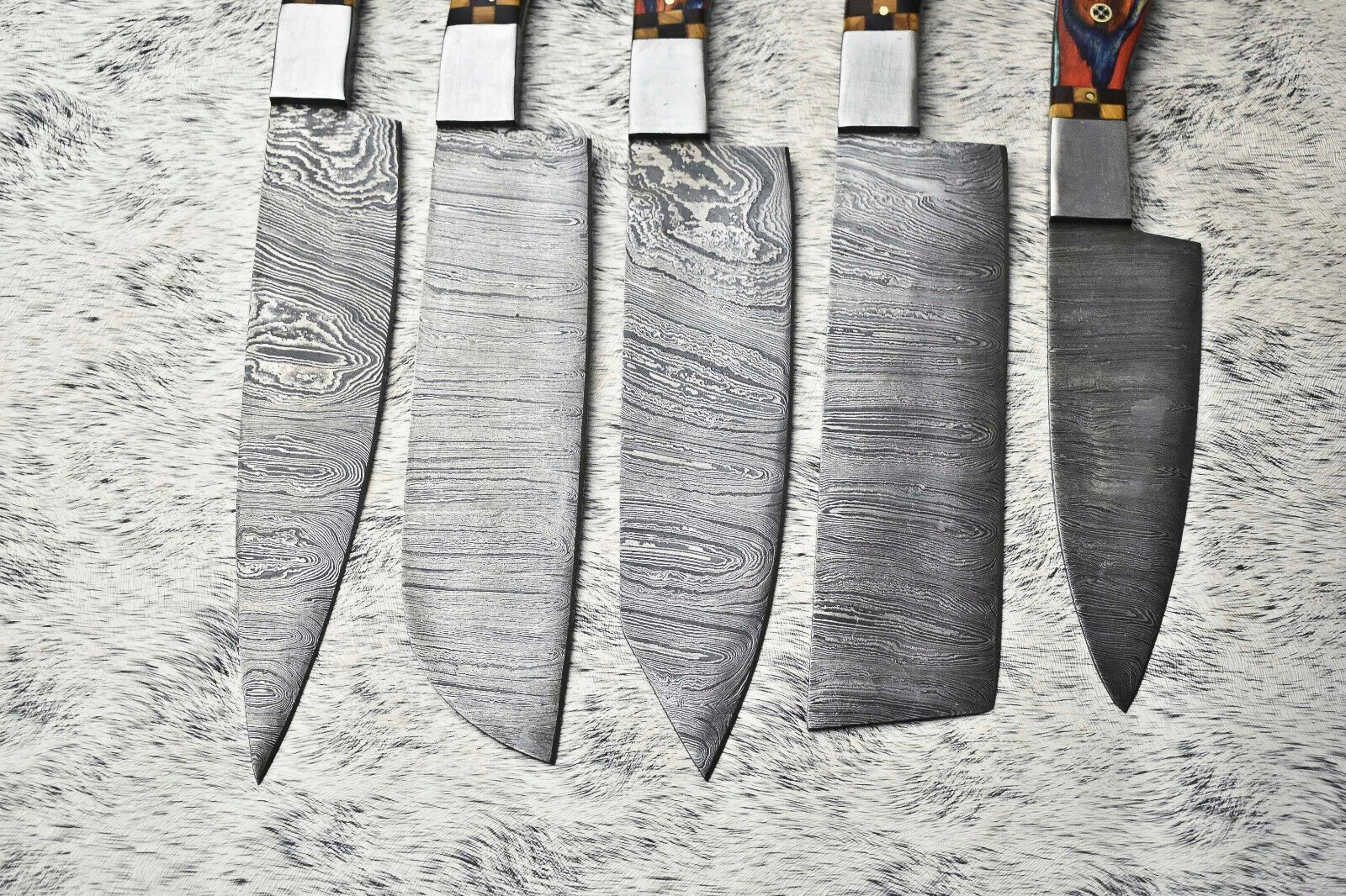 Artisan 5Piece Damascus Steel Chef Knife Set  Hand Forged Hammered Blades 2
