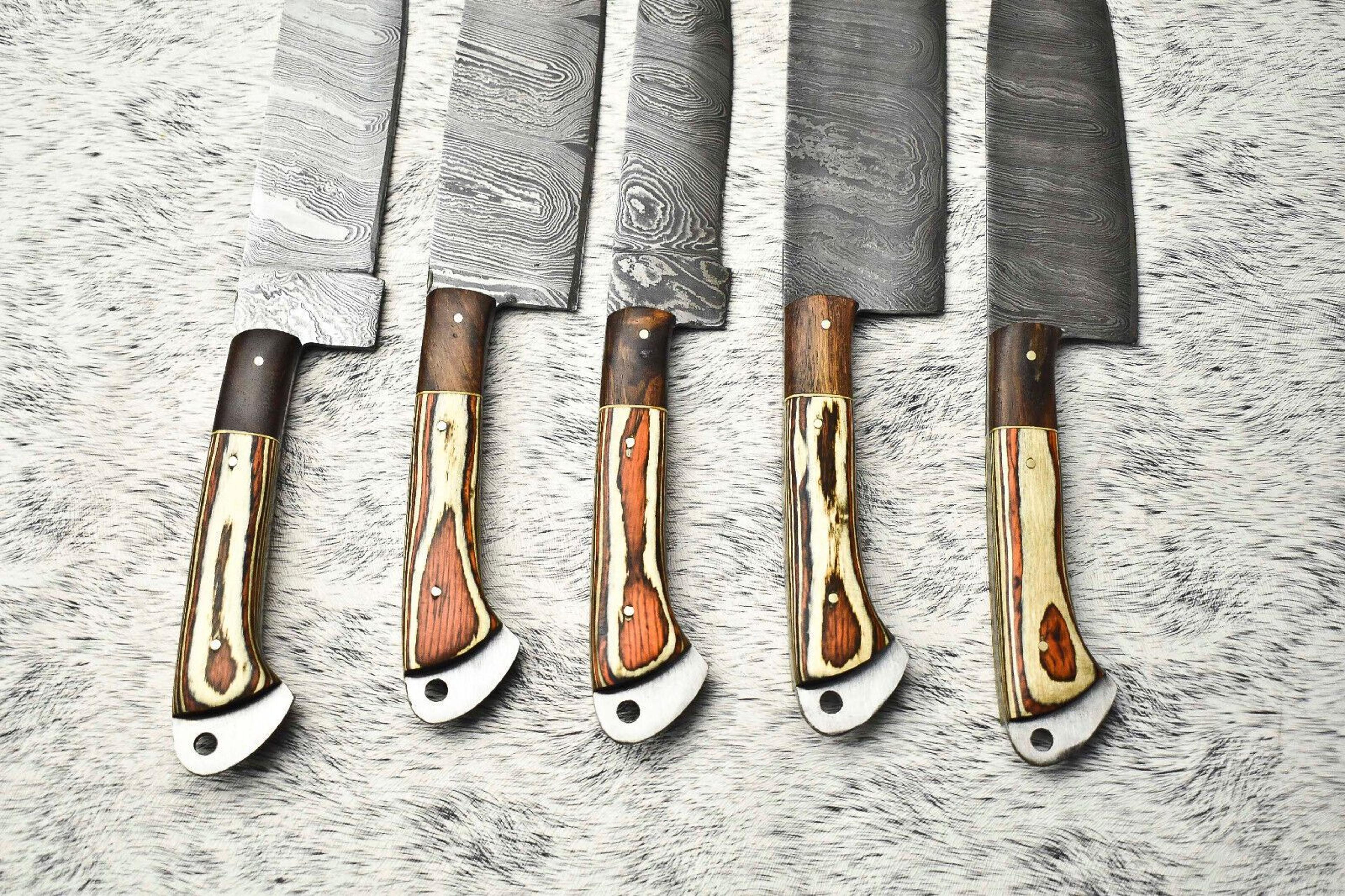 Luxury Damascus Steel Chef Knives  Set Of 5 Hand Forged Cutlery 1