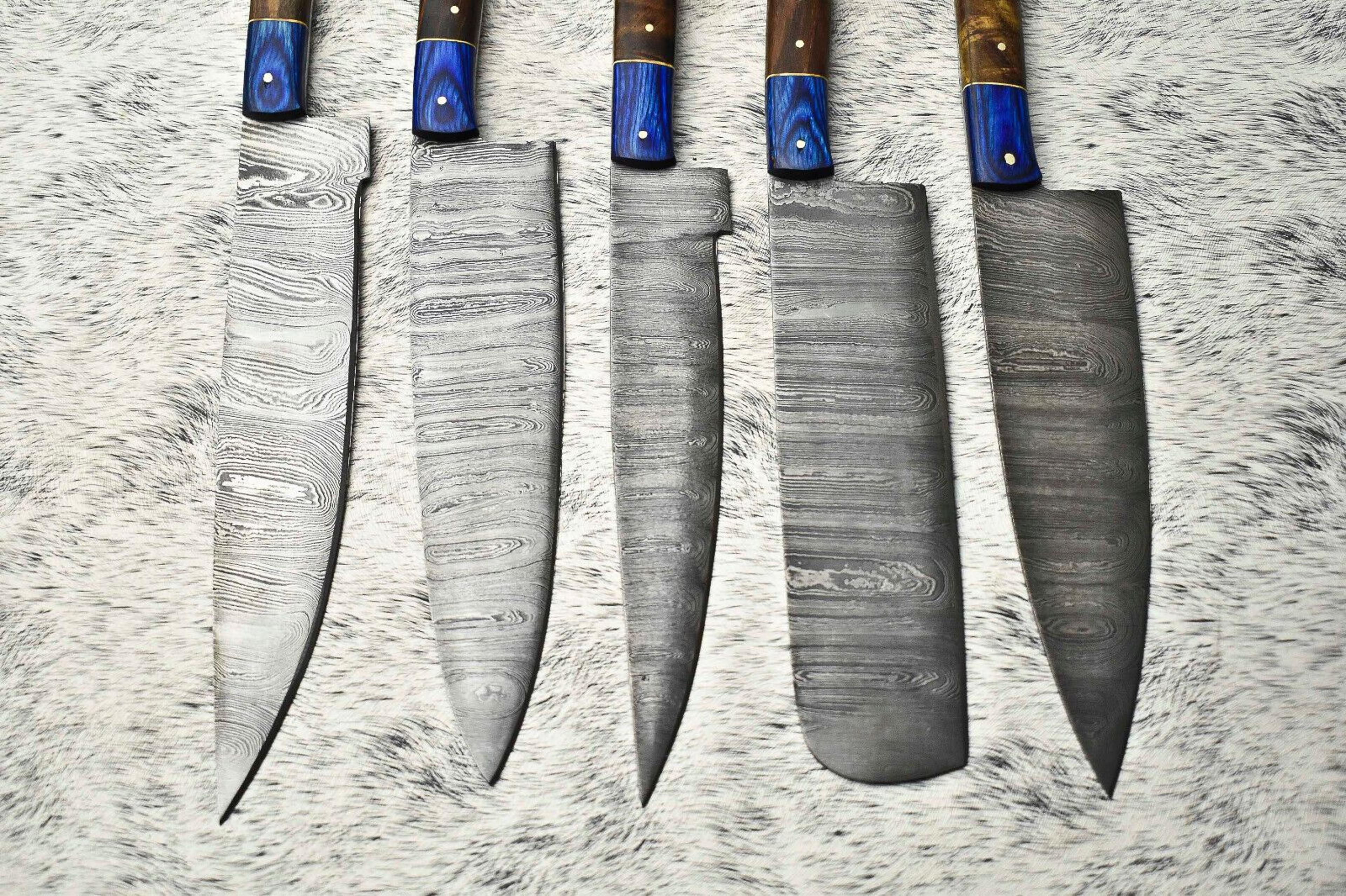 Unique 5Piece Damascus Steel Kitchen Knife Set  Custom Wood Handle Design 3