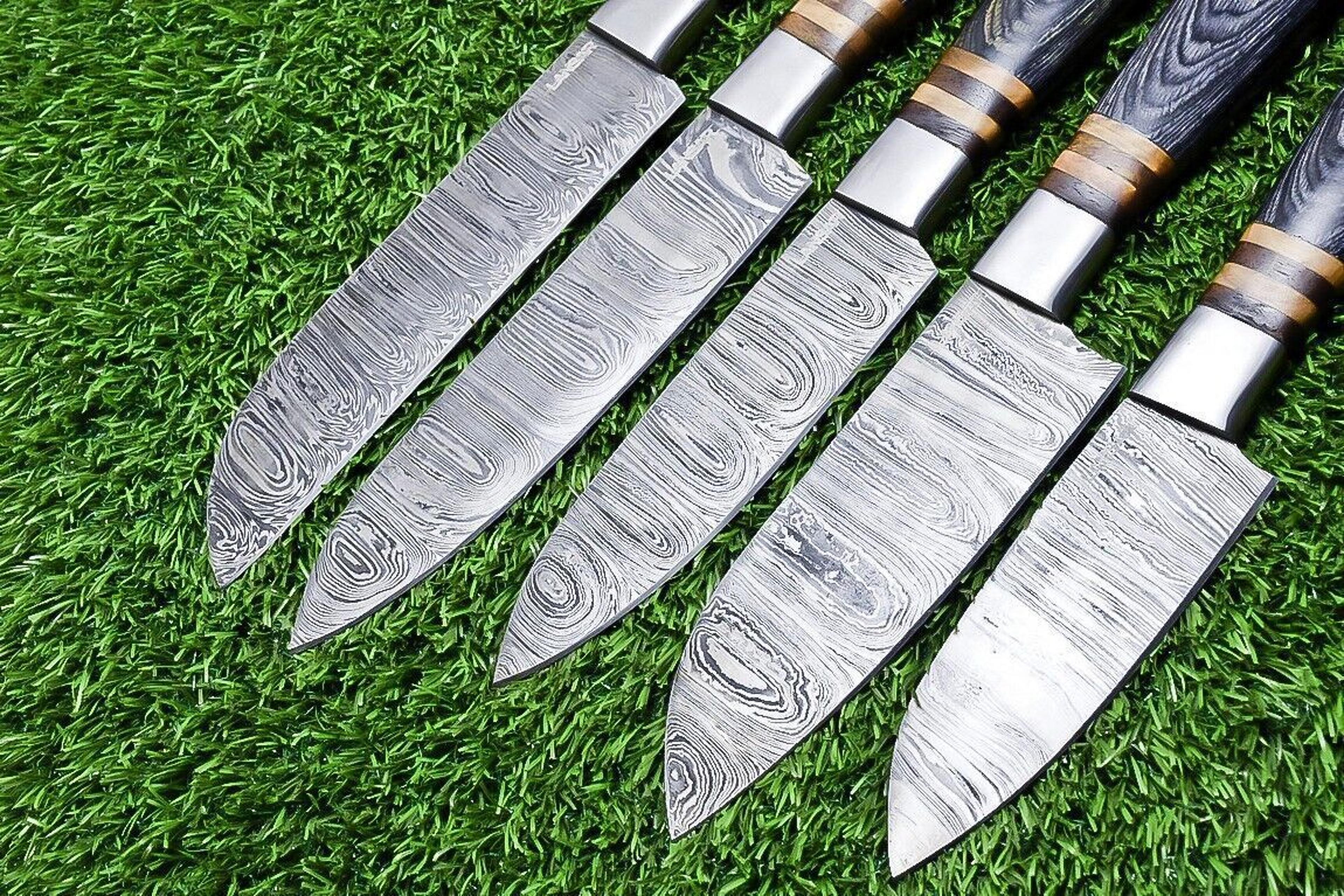 Hand Forged 5Piece Damascus Steel Chef Knife Set  Wood Handle With Sheath 1
