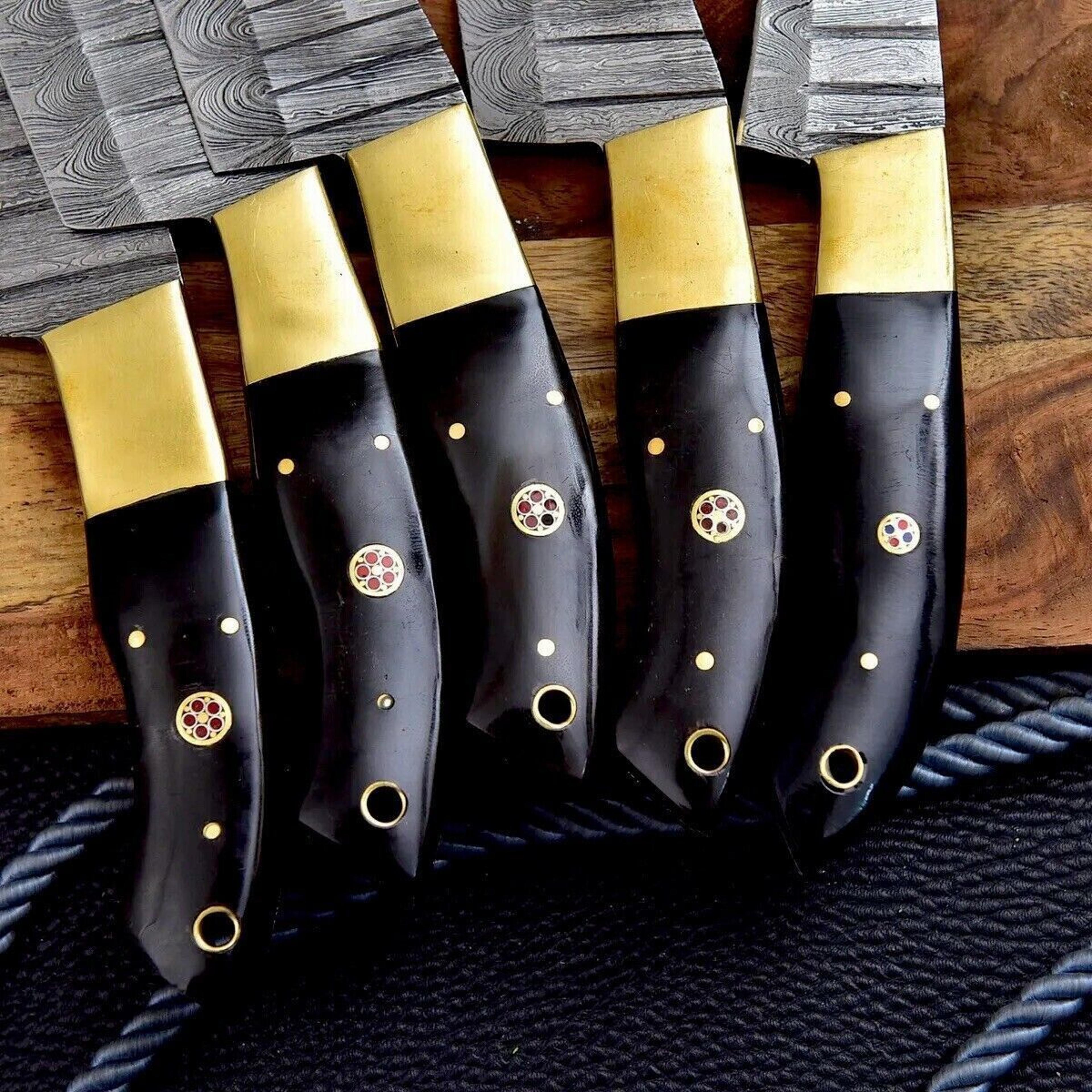 5Piece Damascus Steel Kitchen Knife Set  Custom Wood Handle Design 1