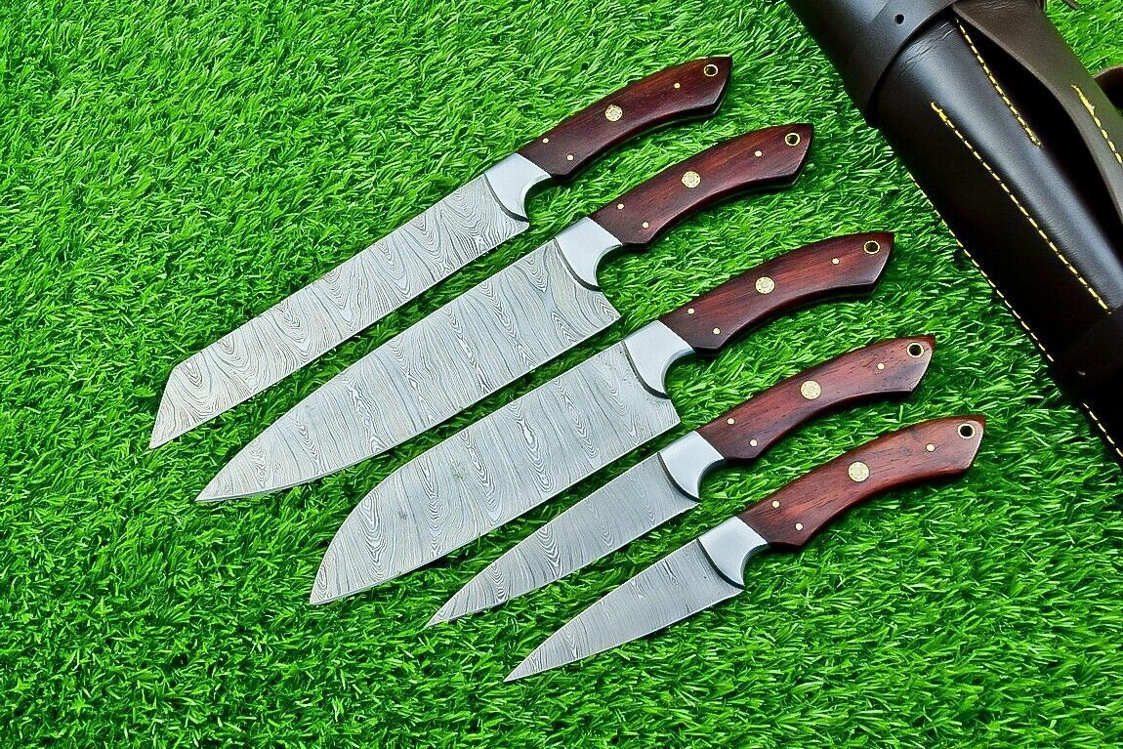 Custom Forged Damascus Steel Chef Knives  5Piece Handmade Kitchen Knife Set 2