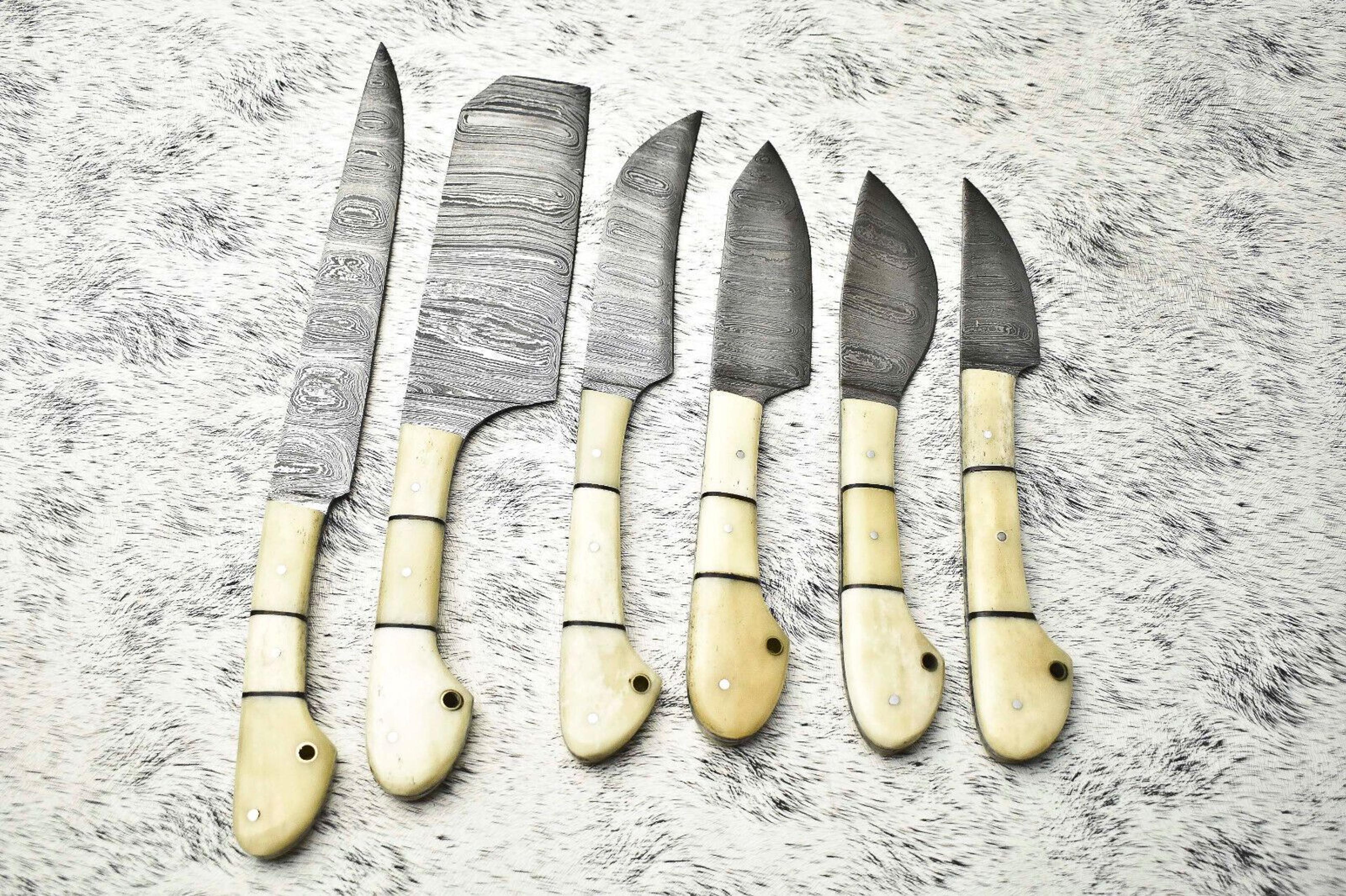 Premium Damascus Steel Knife Set  6Piece Artisan Full Tang Hardwood Collection 1