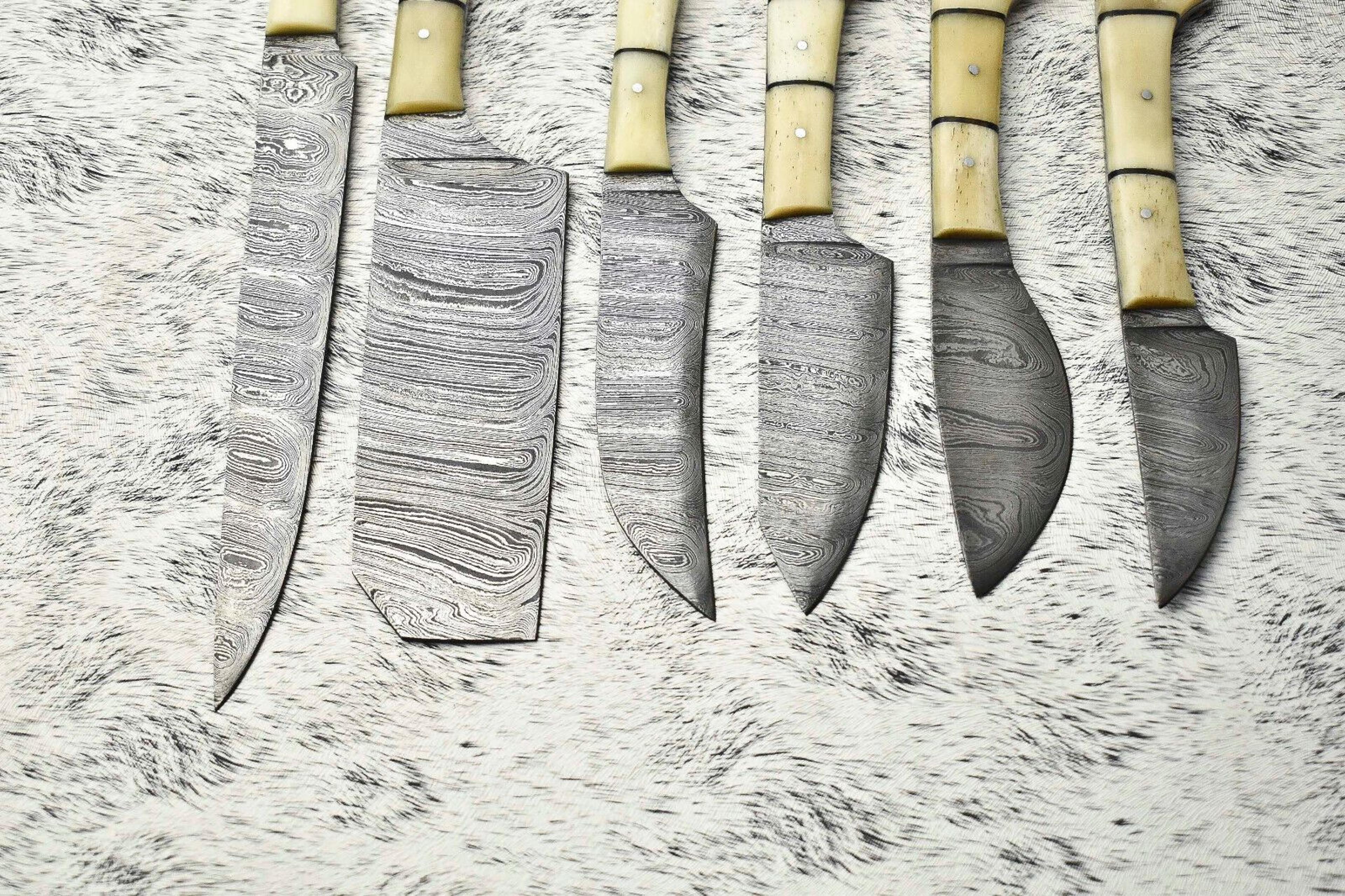 Premium Damascus Steel Knife Set  6Piece Artisan Full Tang Hardwood Collection 3