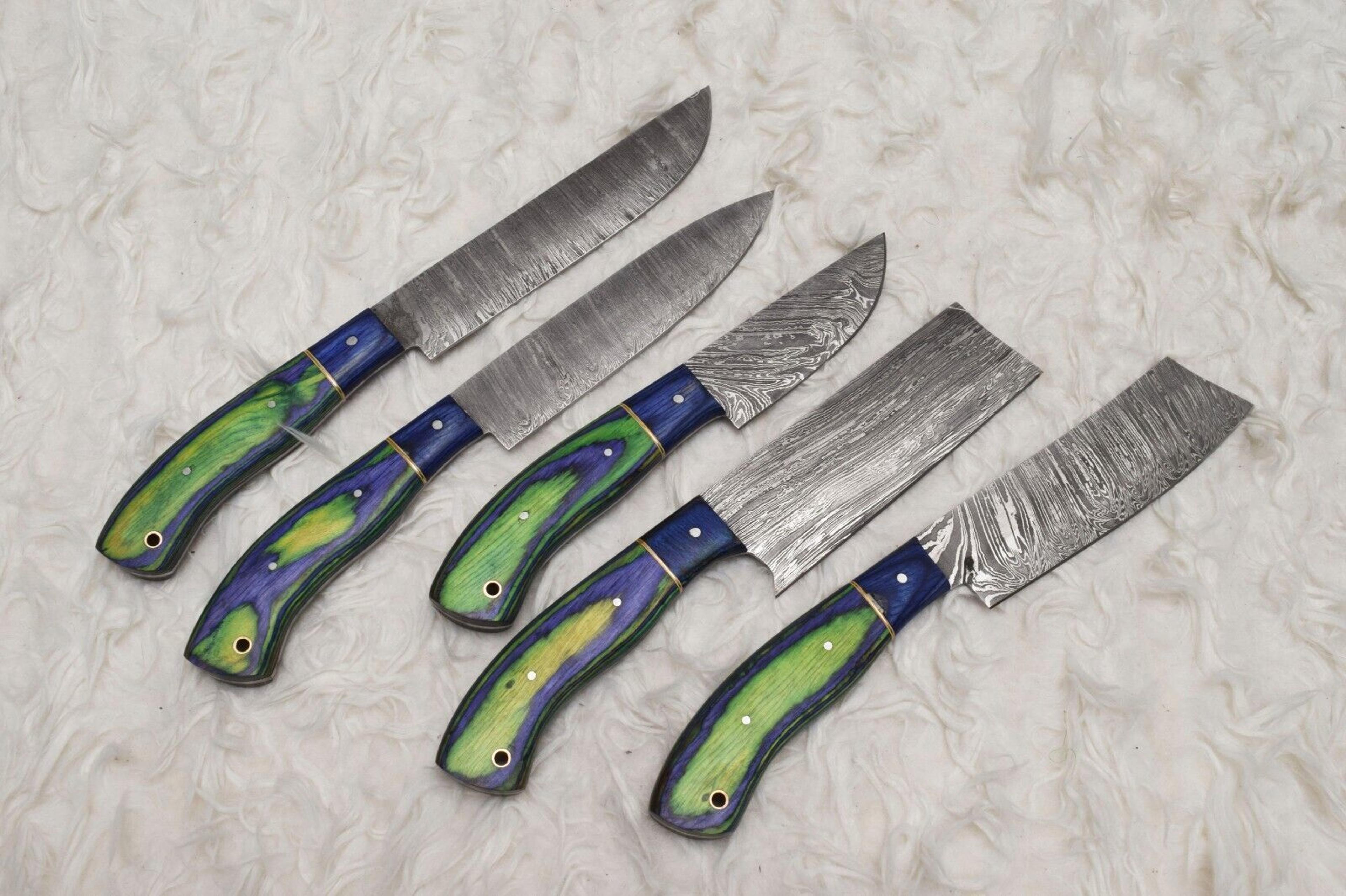 Damascus Steel Chef Knife Set  5 Piece Handmade Professional Kitchen Knives 1