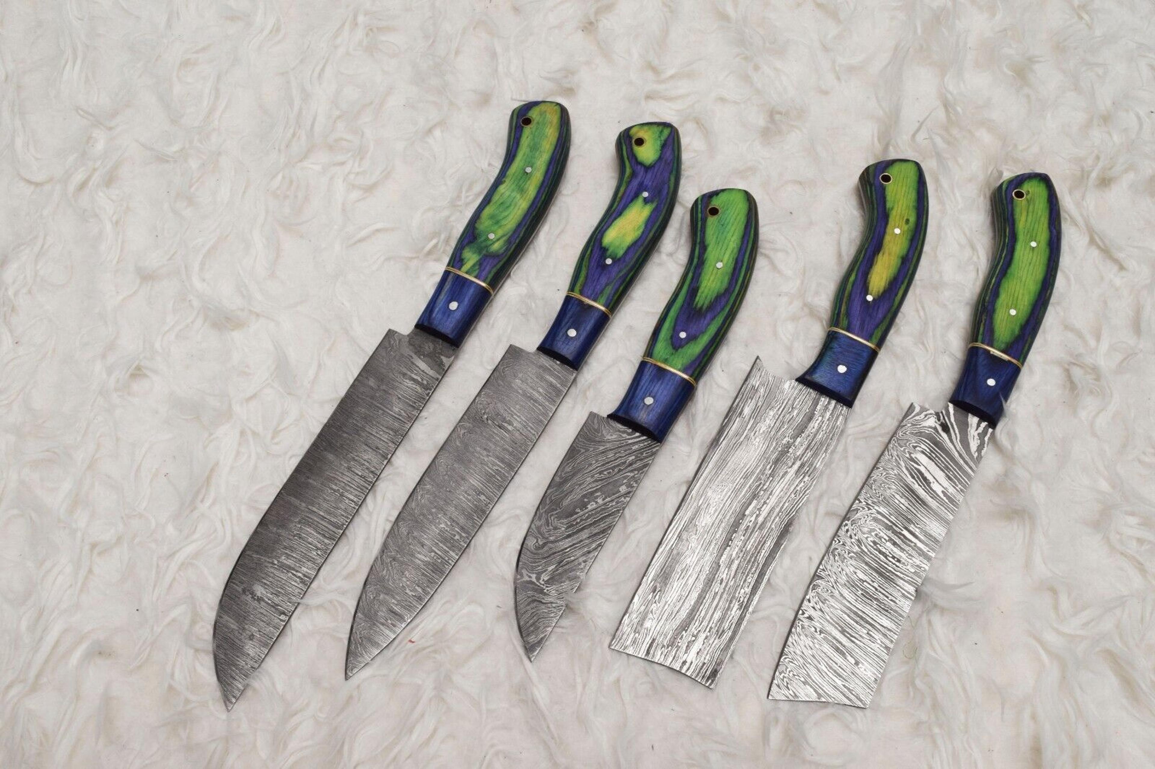 Damascus Steel Chef Knife Set  5 Piece Handmade Professional Kitchen Knives 2
