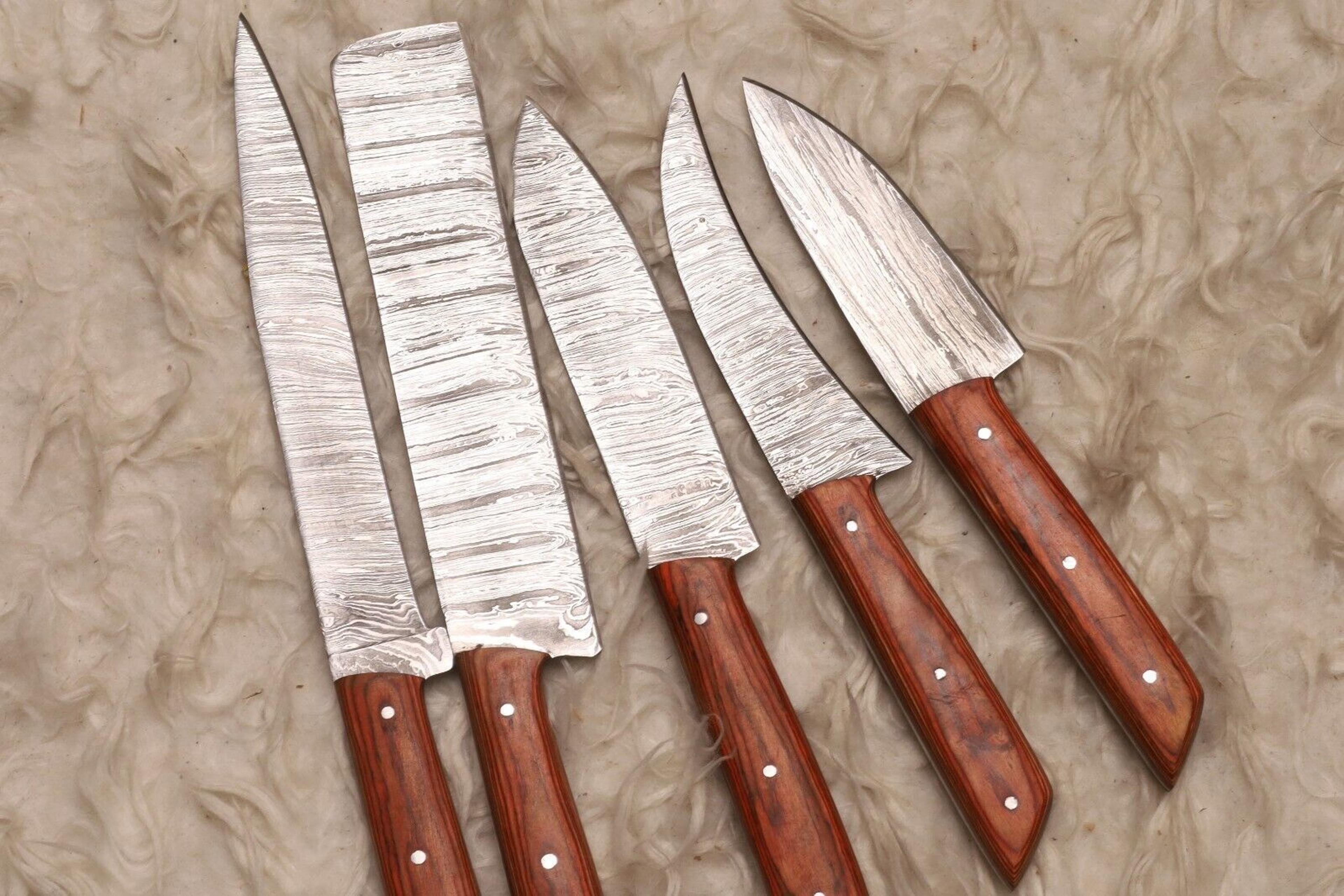 Custom Handmade 5 Pcs Damascus Steel Knife Set  Durable Chef Knives 3