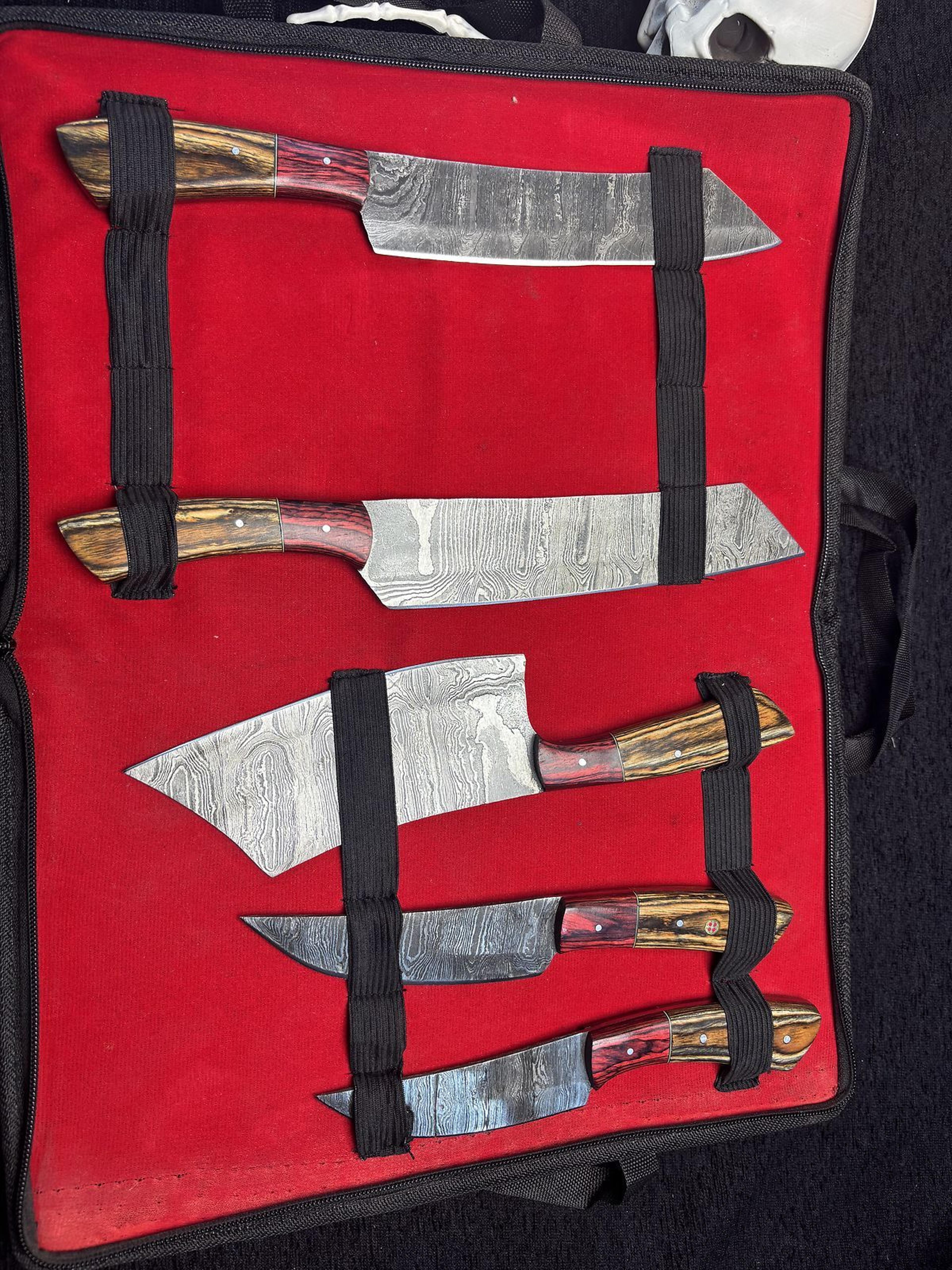Professional Damascus Steel Knife Set  5 Pc Hand Forged Chef Knives 1