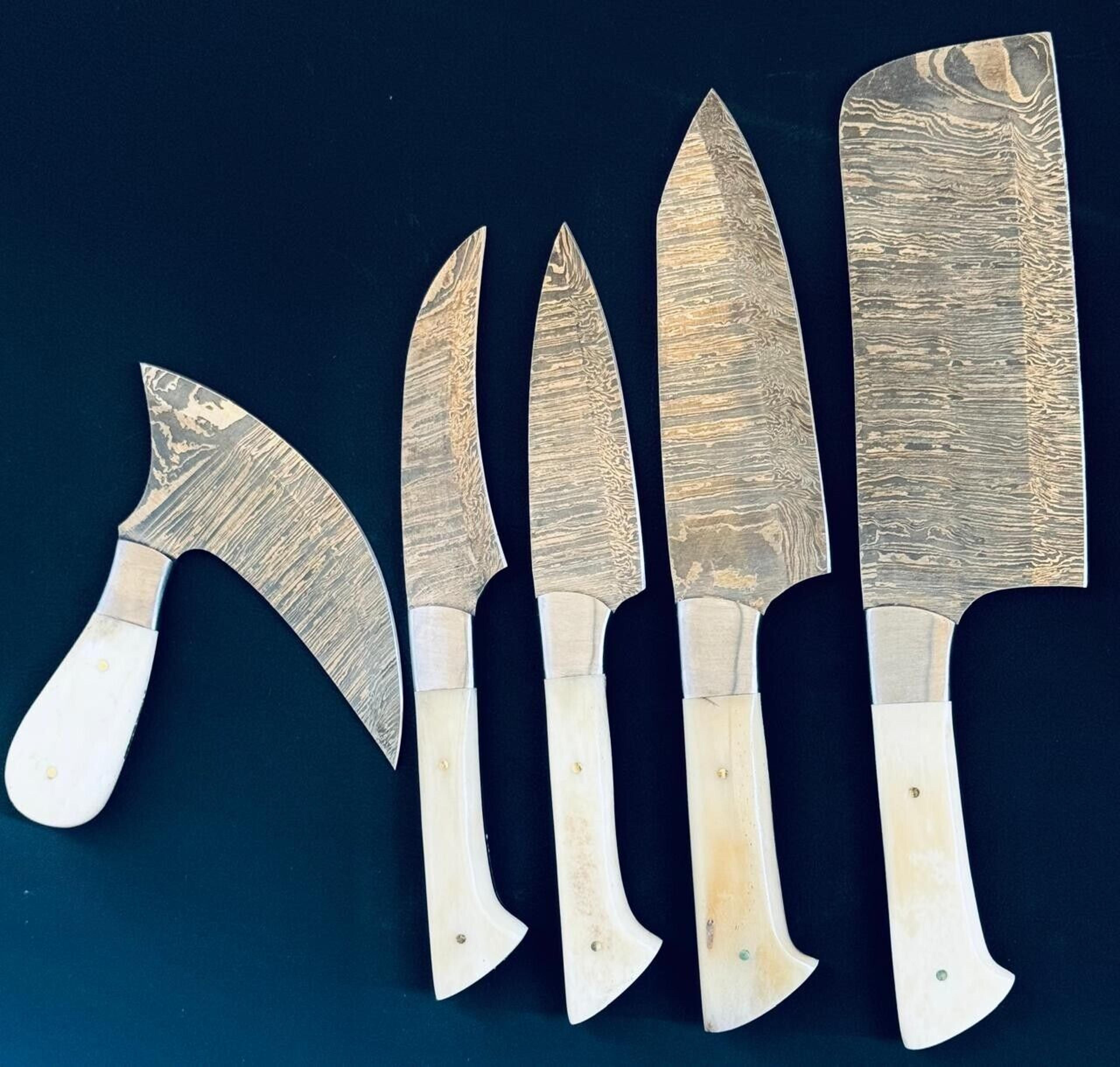 IronWave Damascus Steel Knife Collection  5 Pc Professional Chef Knives 1