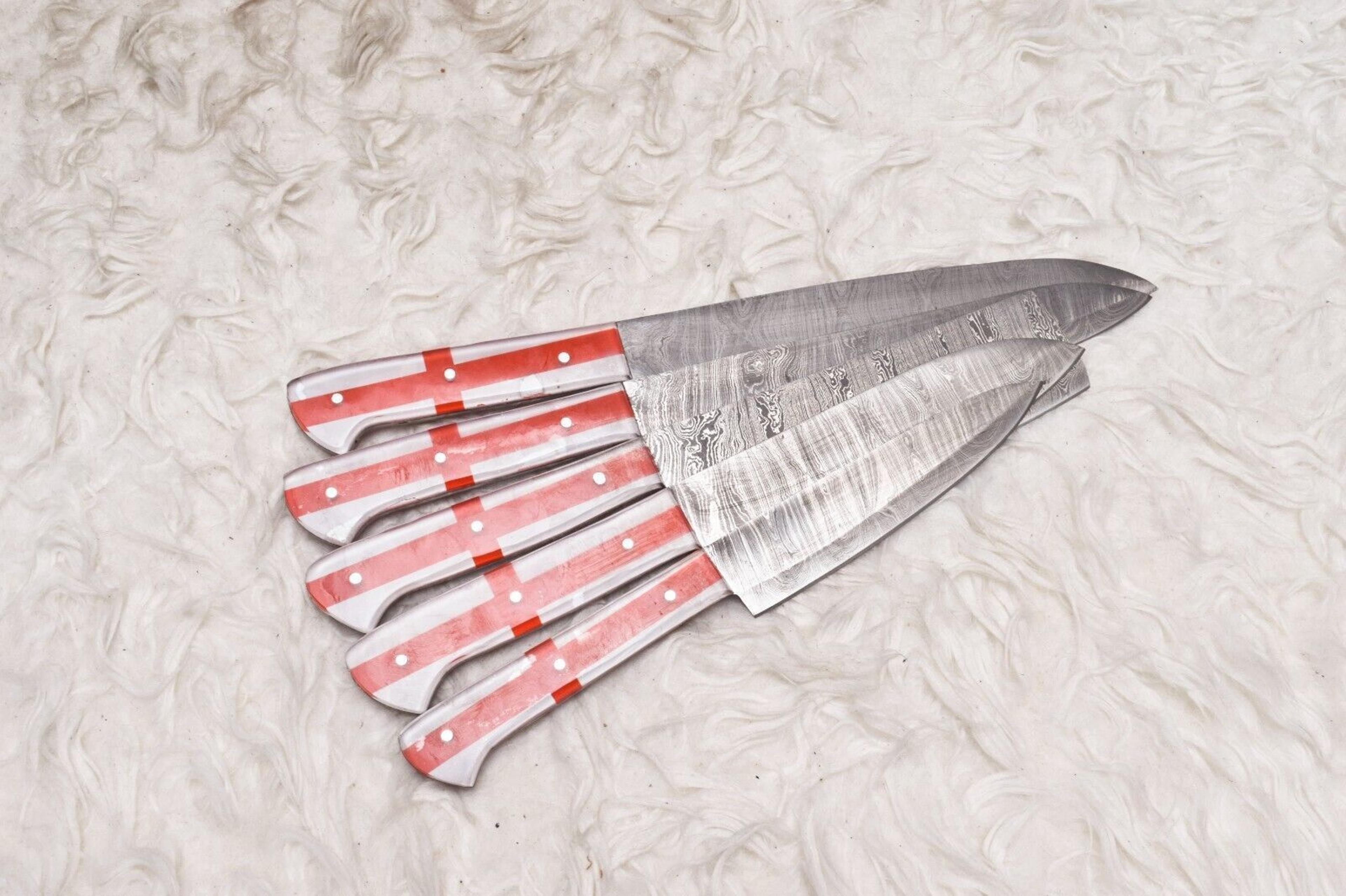 Timeless Damascus Steel Chef Knife Set  5 Pc Handcrafted Wood Handle 2