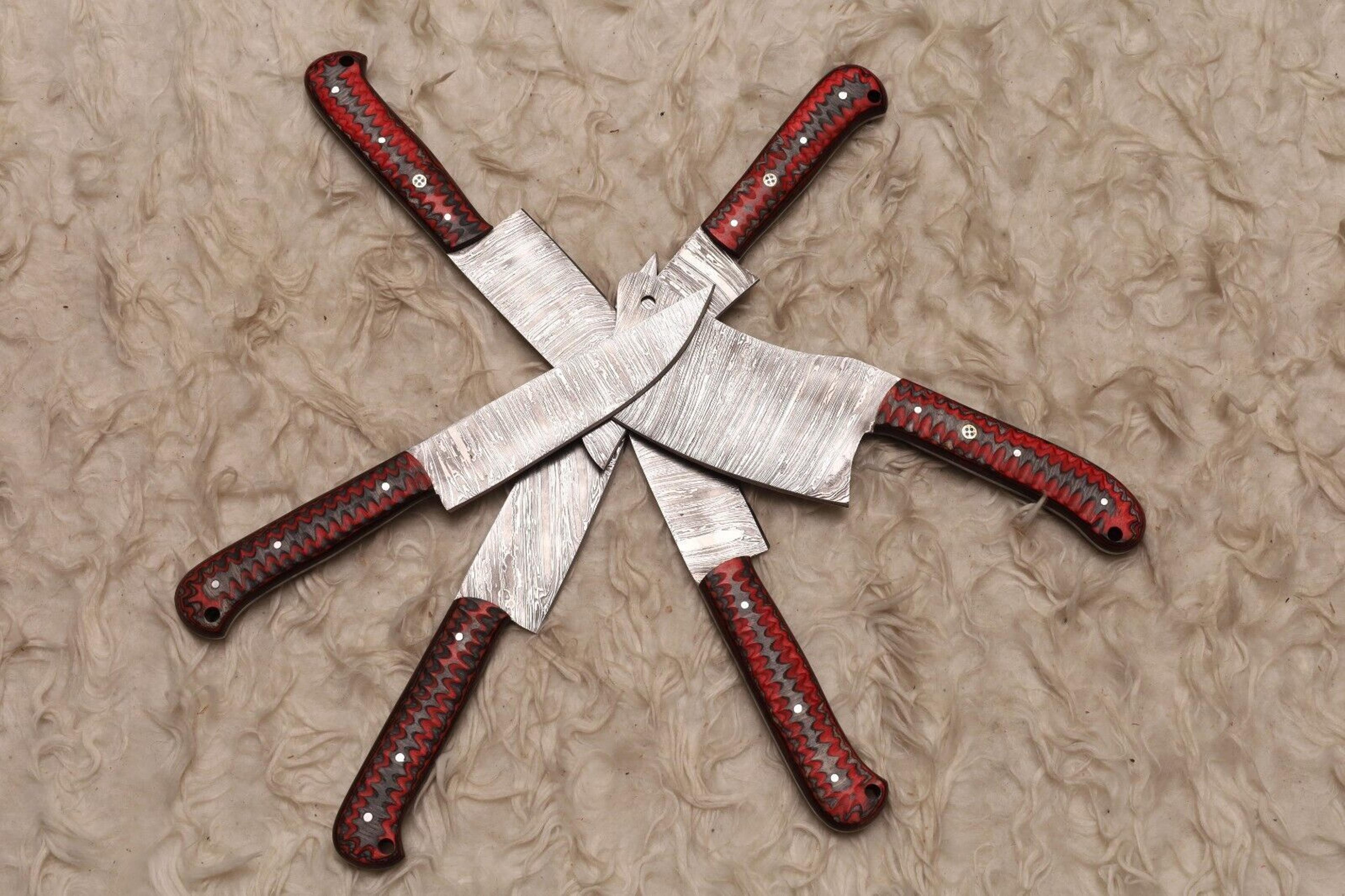6 Pcs Handmade Damascus Steel Chef Knife Set  Wood Handle  Professional Kitchen Knives 1