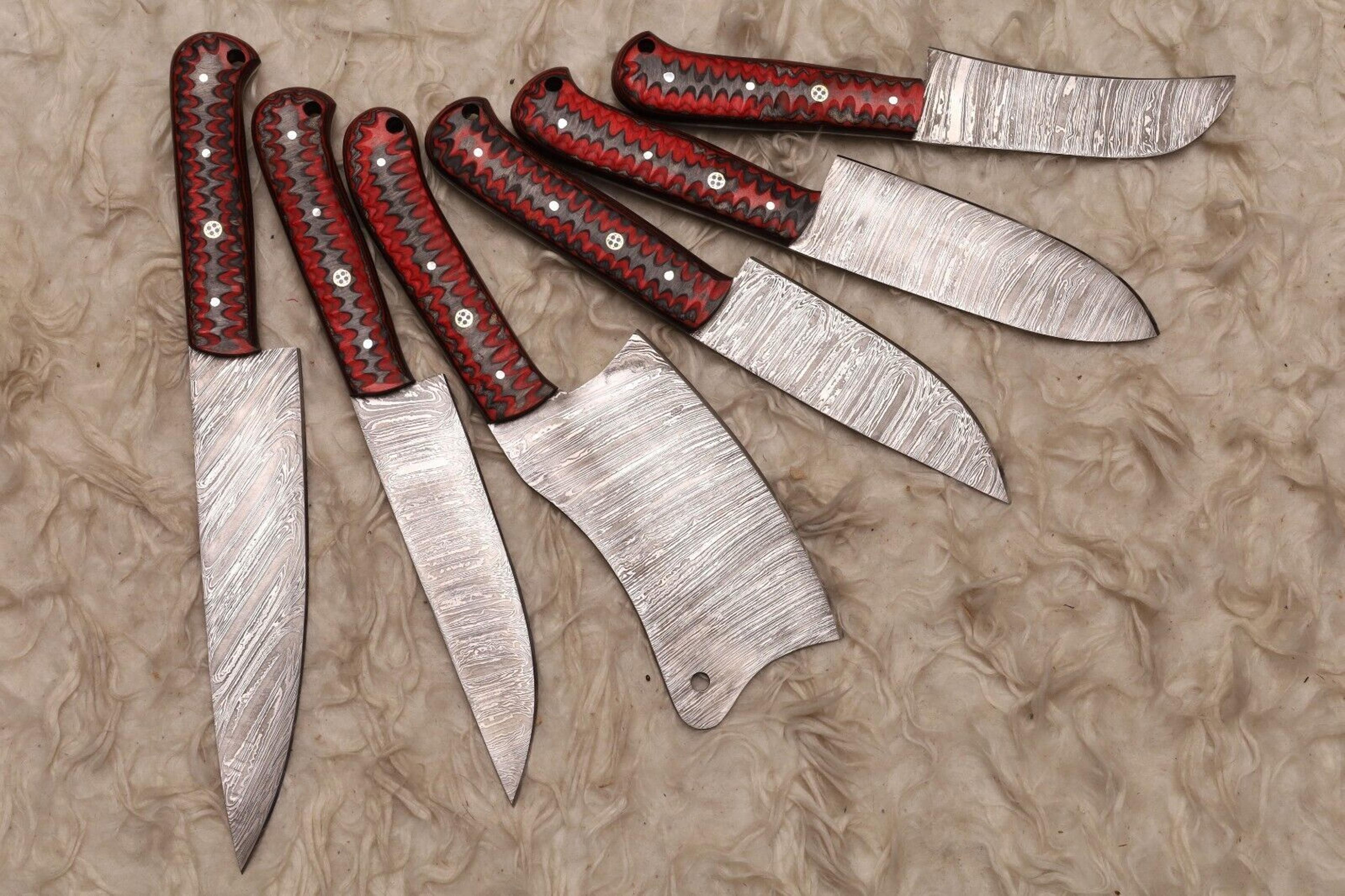 6 Pcs Handmade Damascus Steel Chef Knife Set  Wood Handle  Professional Kitchen Knives 2