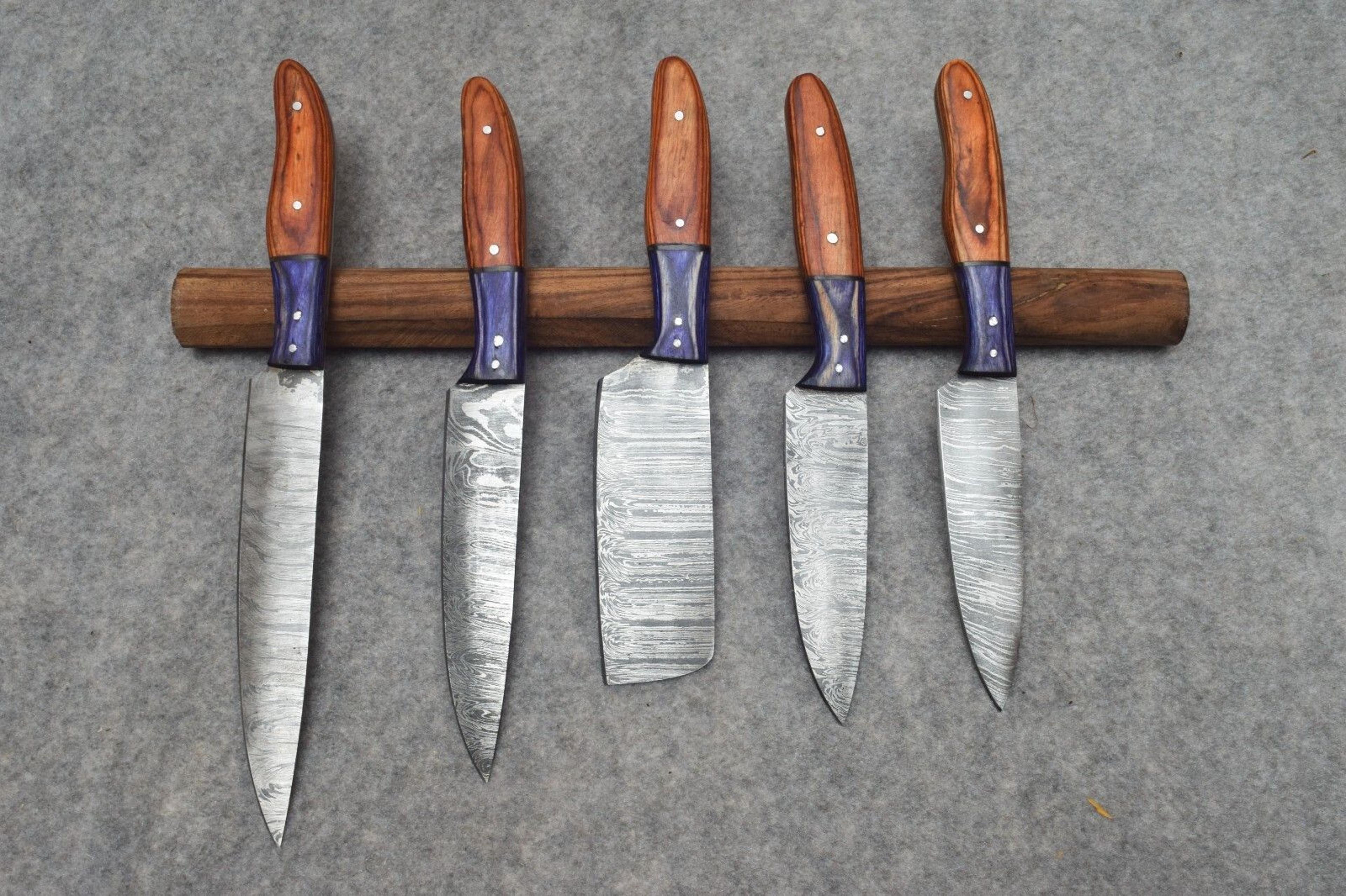 Twist Damascus Steel Kitchen Knife Set  Handmade Chef Knives With Pakawood Handles 1