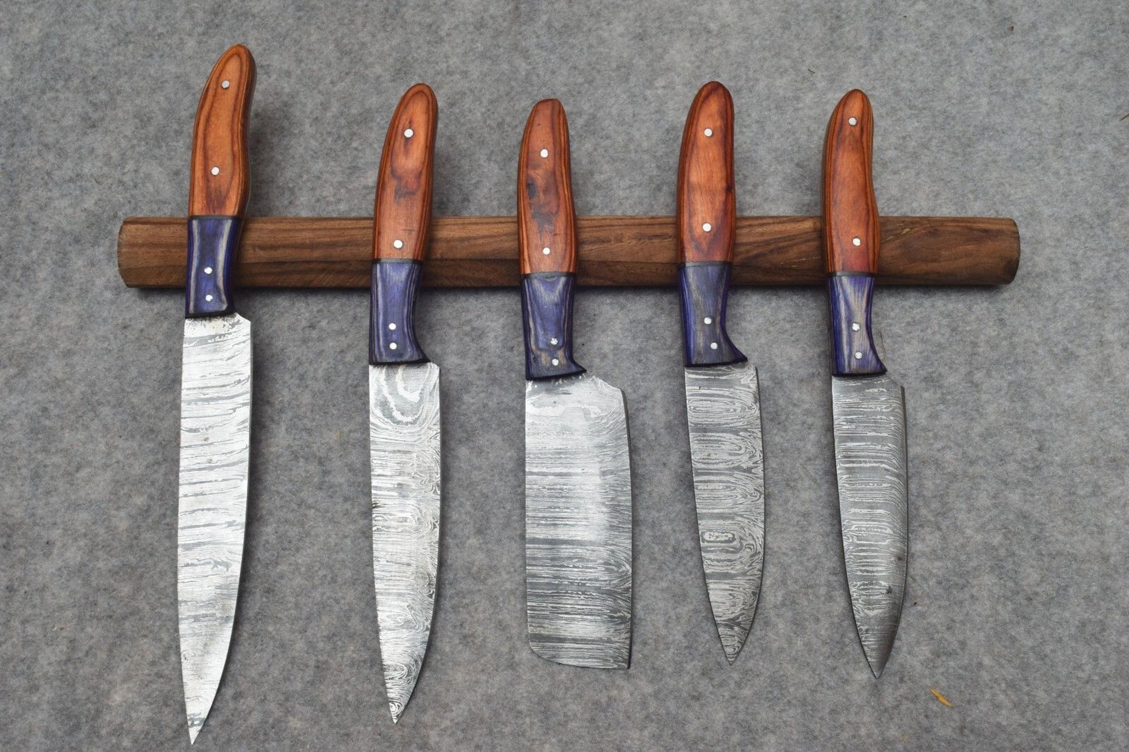 Twist Damascus Steel Kitchen Knife Set  Handmade Chef Knives With Pakawood Handles 2