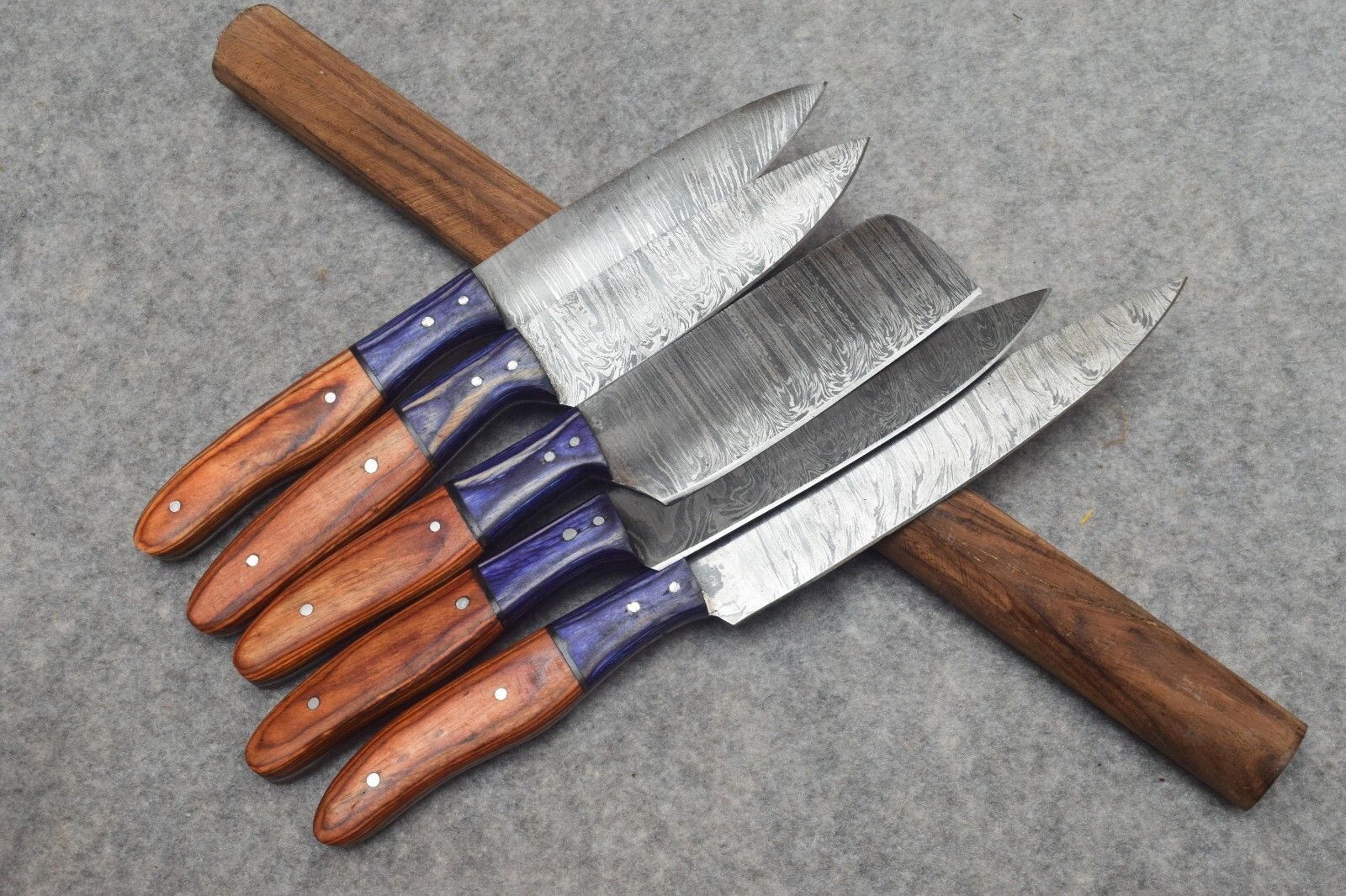 Twist Damascus Steel Kitchen Knife Set  Handmade Chef Knives With Pakawood Handles 3