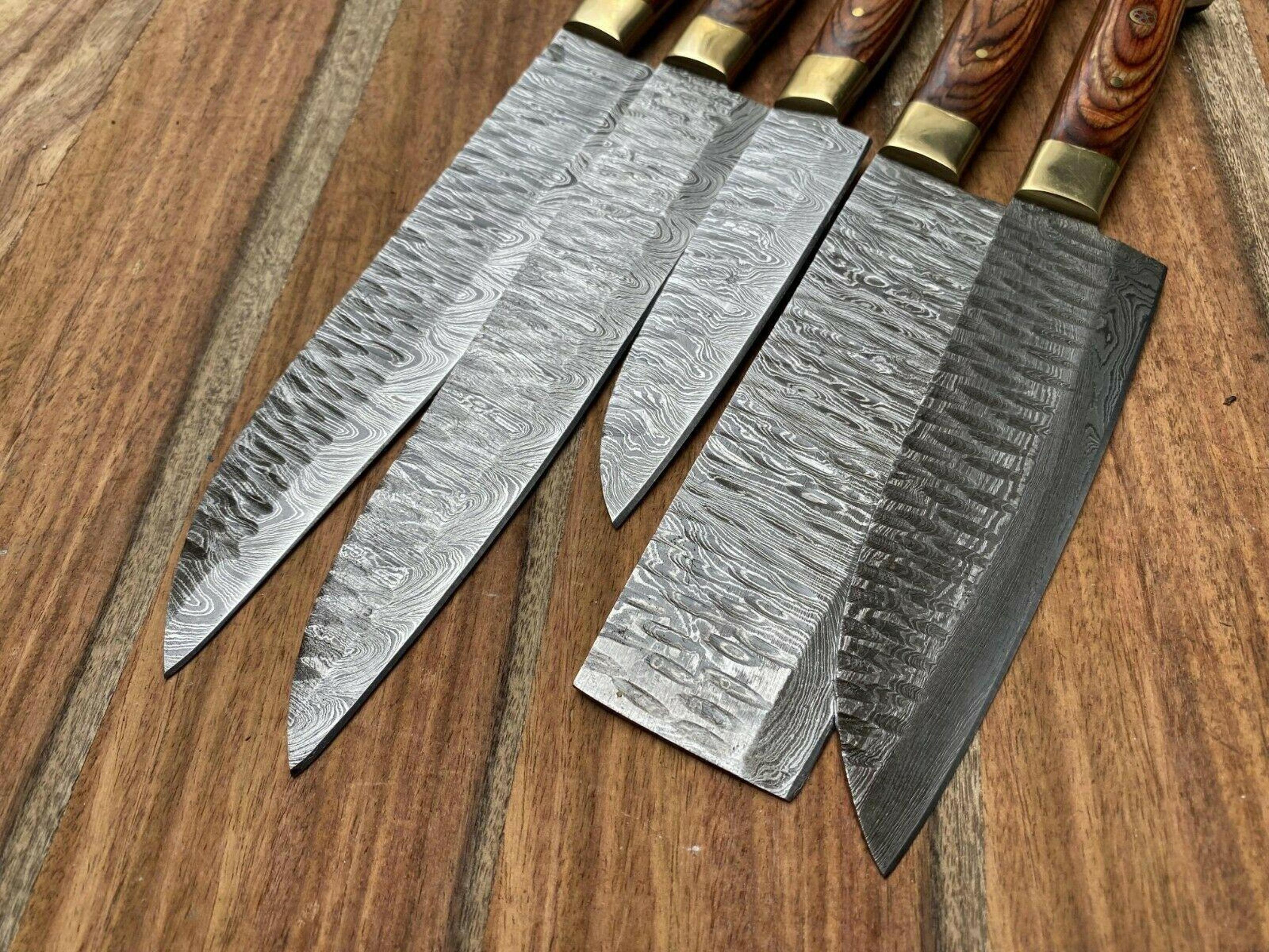 Authentic Damascus Steel Kitchen Knife Set  5Pc Handmade Chef Knives 1