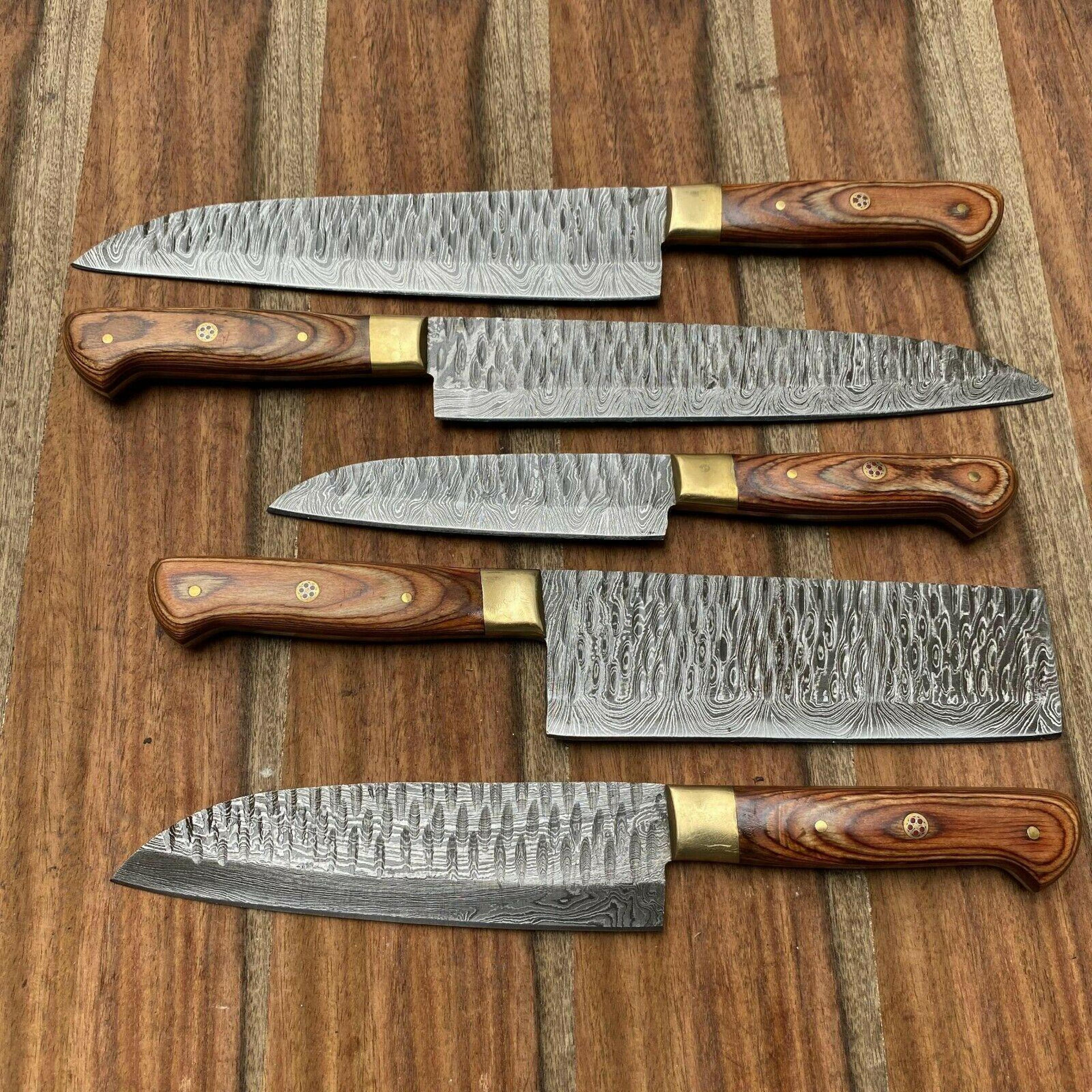 Authentic Damascus Steel Kitchen Knife Set  5Pc Handmade Chef Knives 3