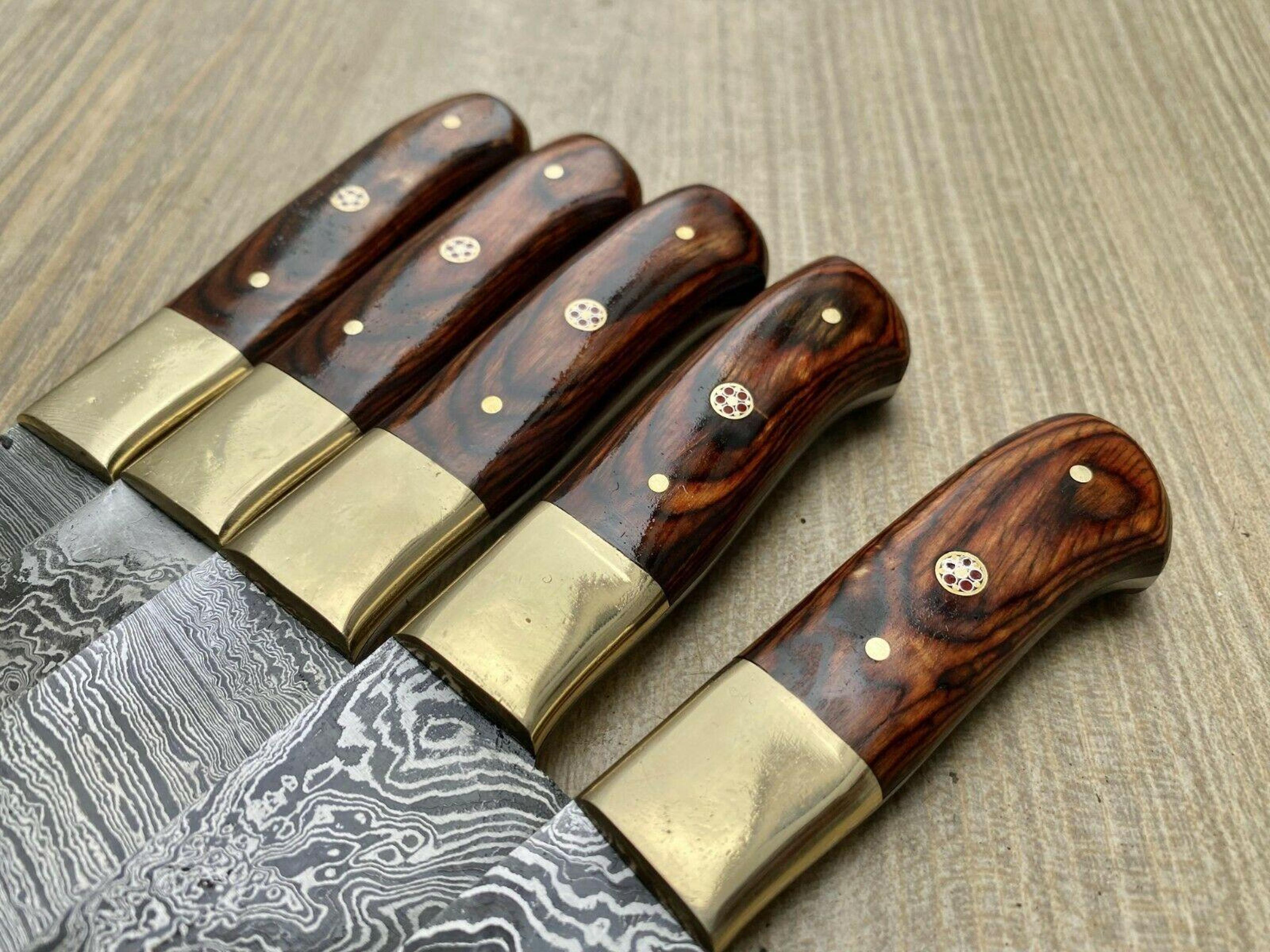 Premium Custom Damascus Steel Kitchen Knife Set  Handmade Wooden Handle Chef Knives 2