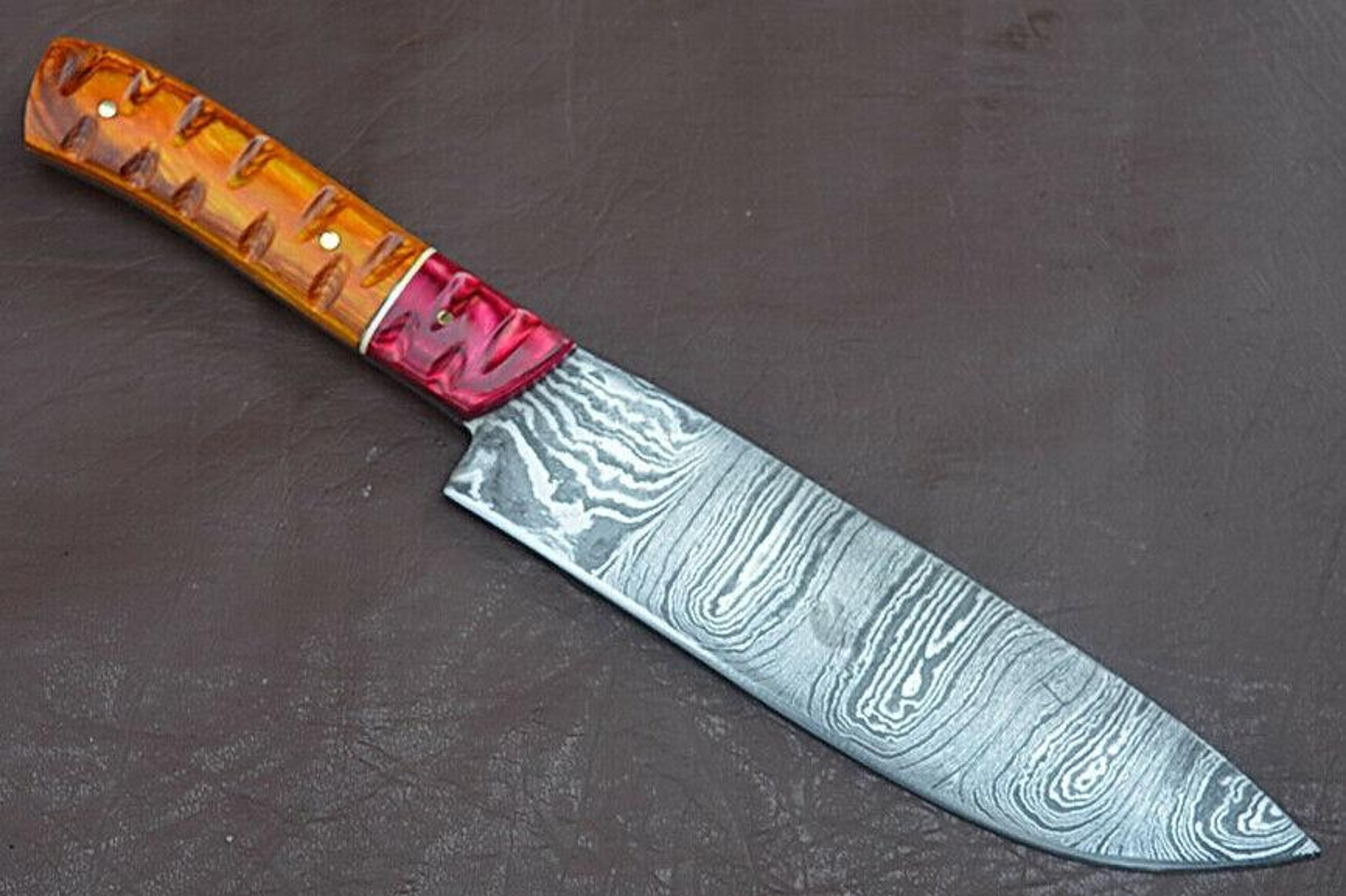 the artisan edge – custom damascus steel kitchen knife | groov dollar wood handle