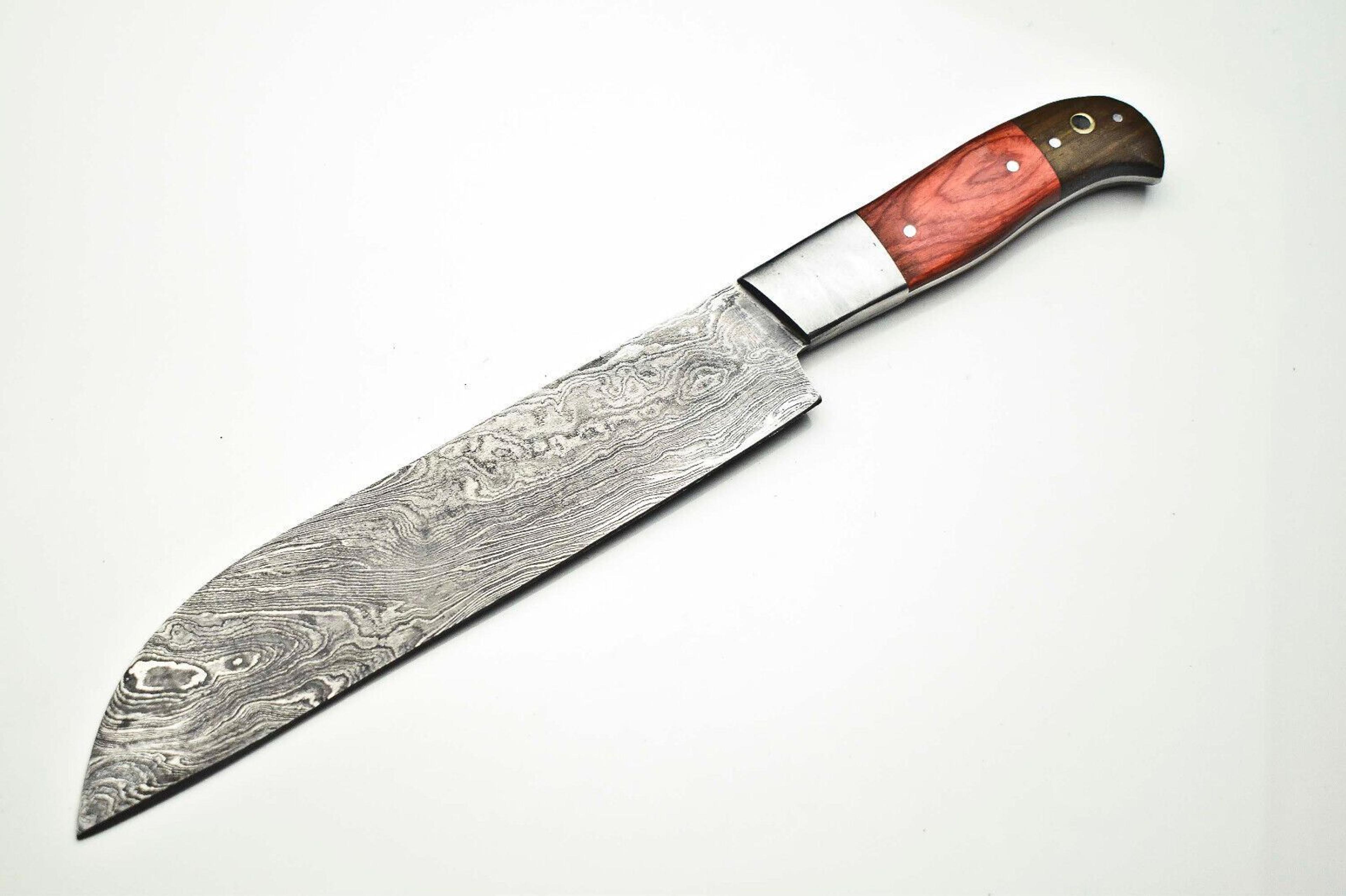 professional damascus chef knife | hand forged 12" blade kitchen knife gift