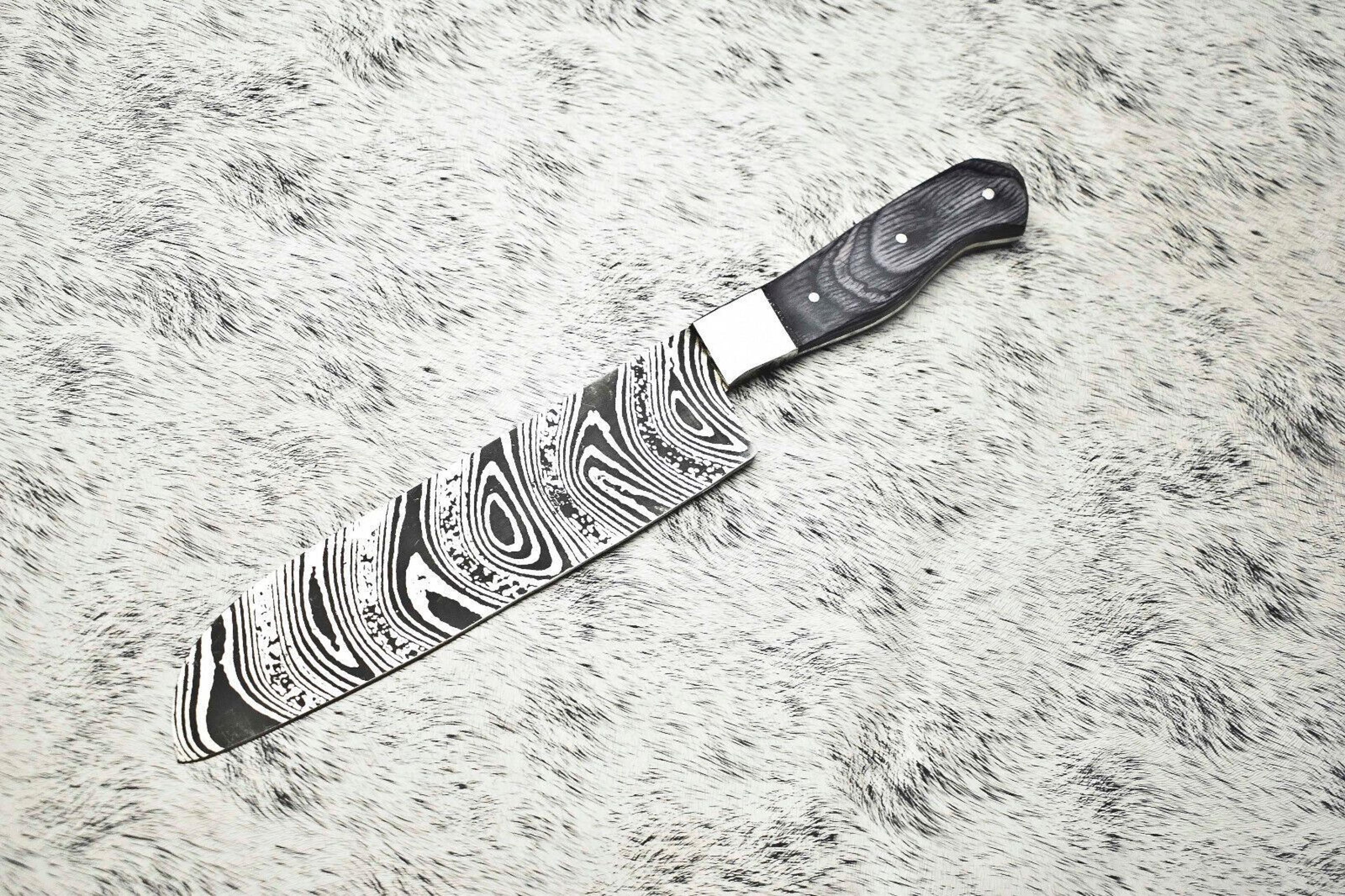 unique 12 inch handmade damascus steel knife | professional chef kitchen blade