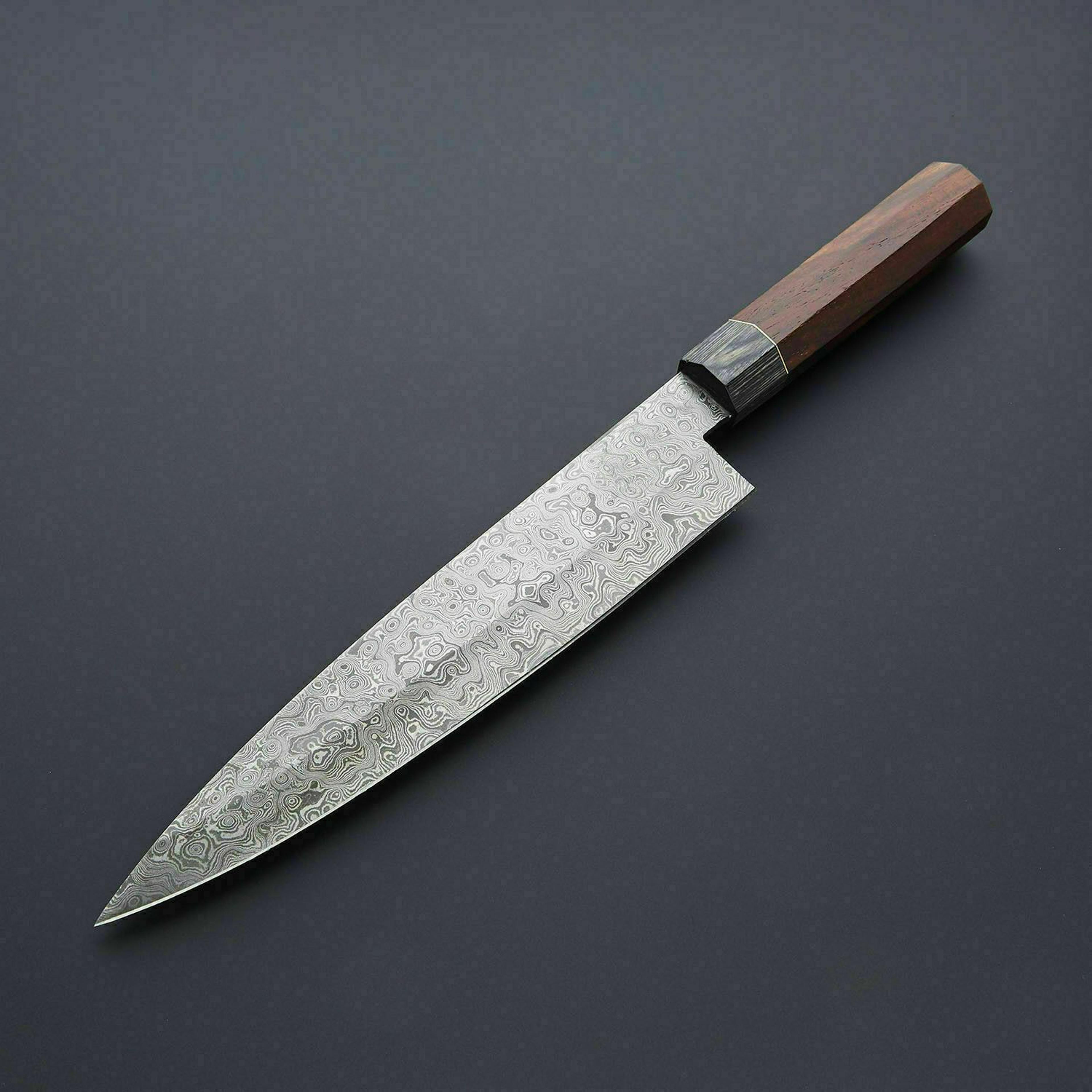 13" hand forged damascus kitchen knife | full tang chef knife with rose wood handle