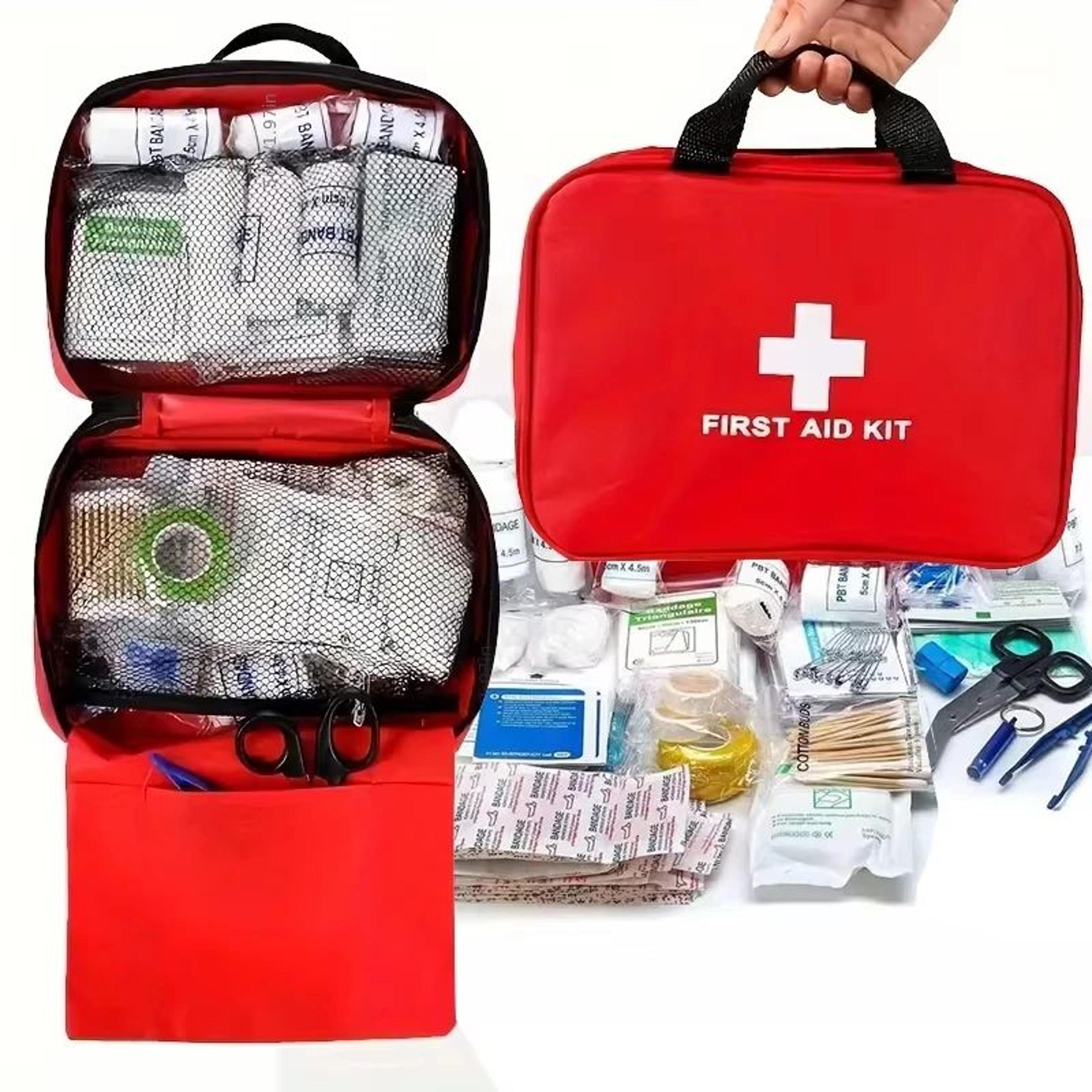 portable multi purpose first aid kit, emergency medical supplies bag for camping, hiking, travel, car, and home safety