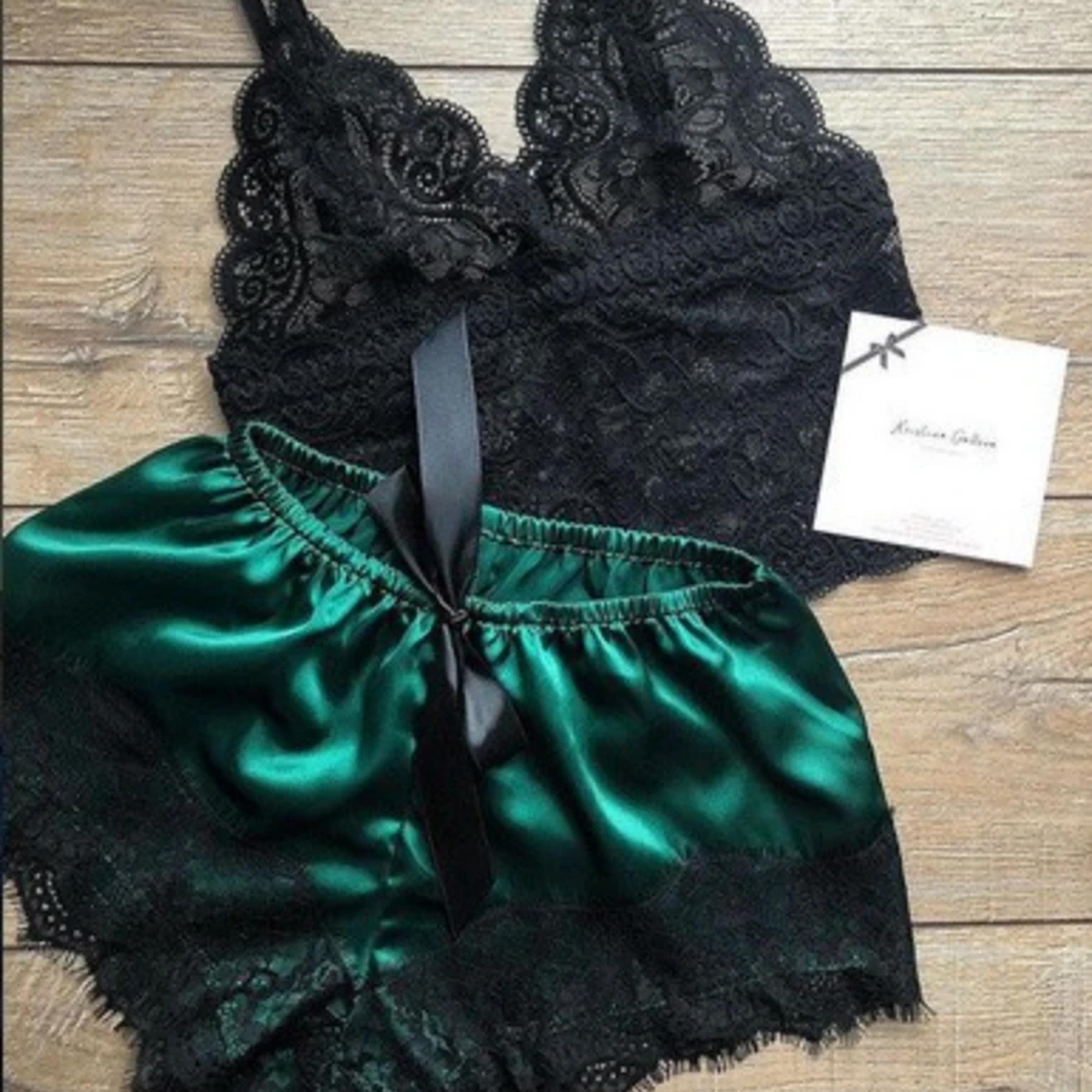 Lace Pajama Set Sexy Sleepwear For Women Top Shorts Lingerie Comfortable Underwear Pajama Set 3