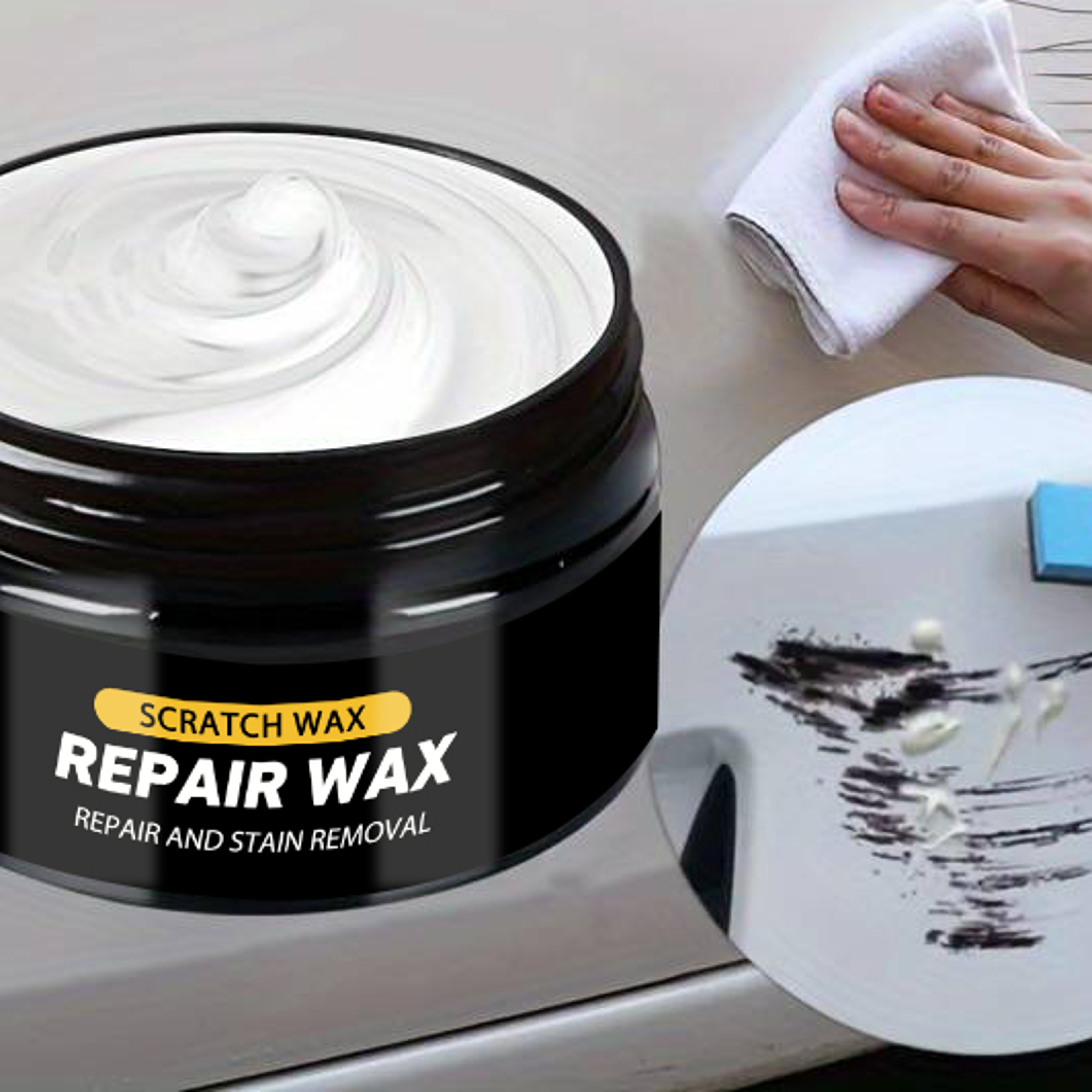 scratch wax, universal car paint repair solution, magic tool for car scratches, achieve deep vehicle paint restoration